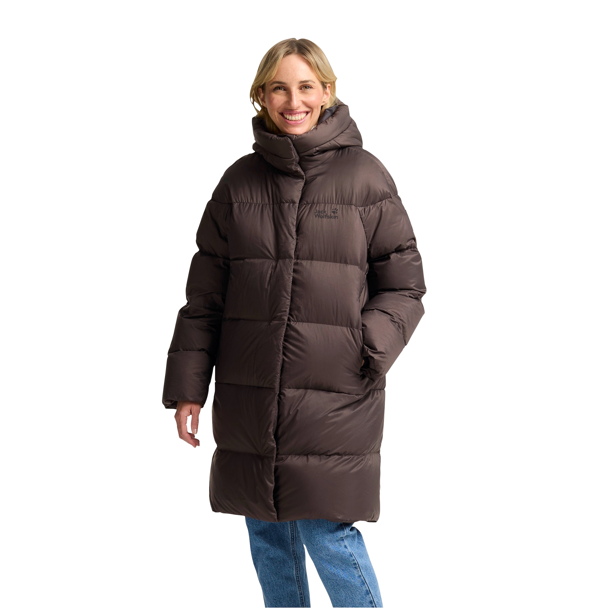 Jack Wolfskin Daunenmantel "ICY HILL COAT W RDS" mit Entendaunen- und Federwattierung, aus Polyamid, winddicht