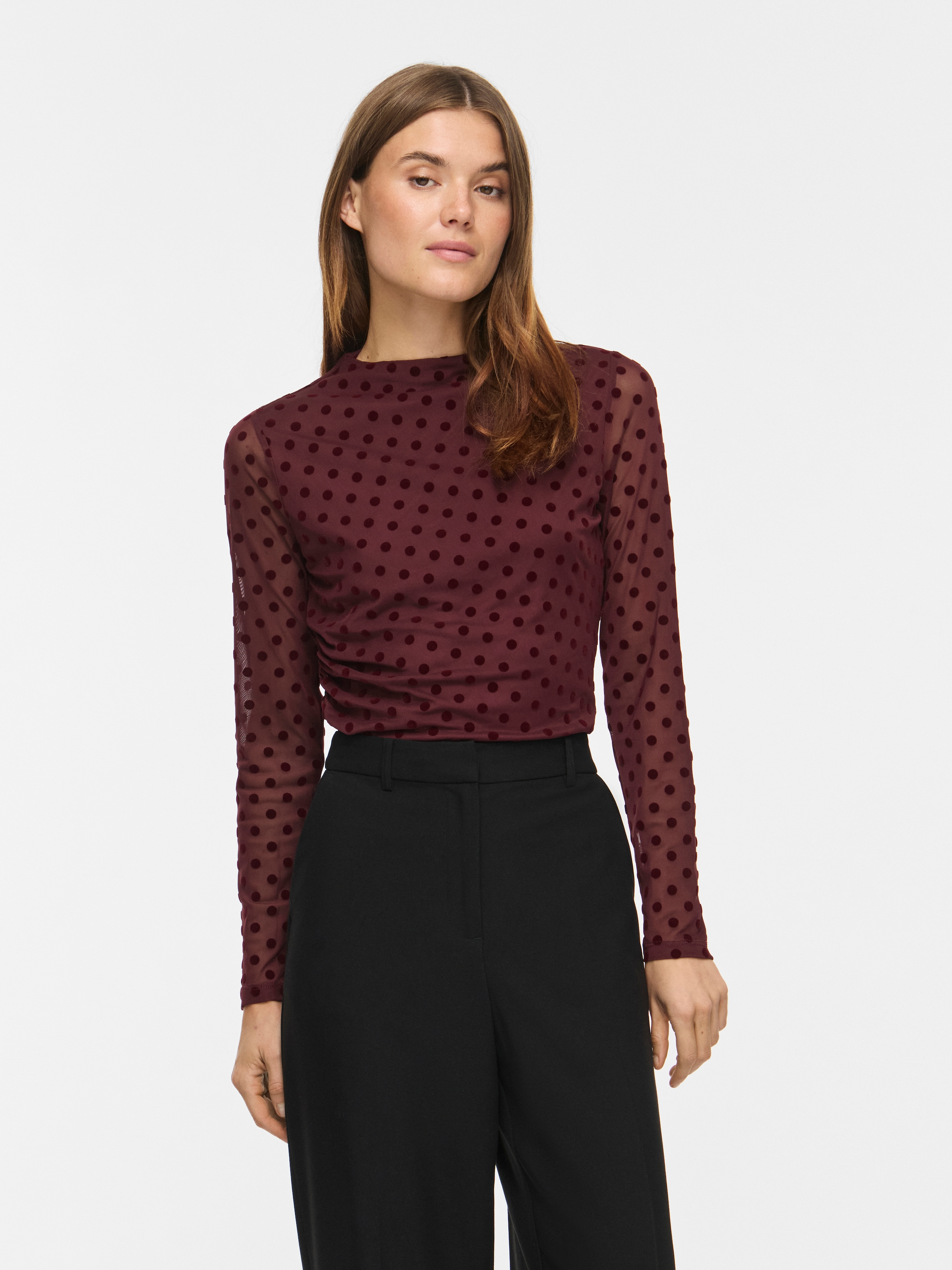 Vila Langarmshirt "VIRIKKE L/S FUNNEL NECK TOP - NOOS" Materialmix, eng geschnitten