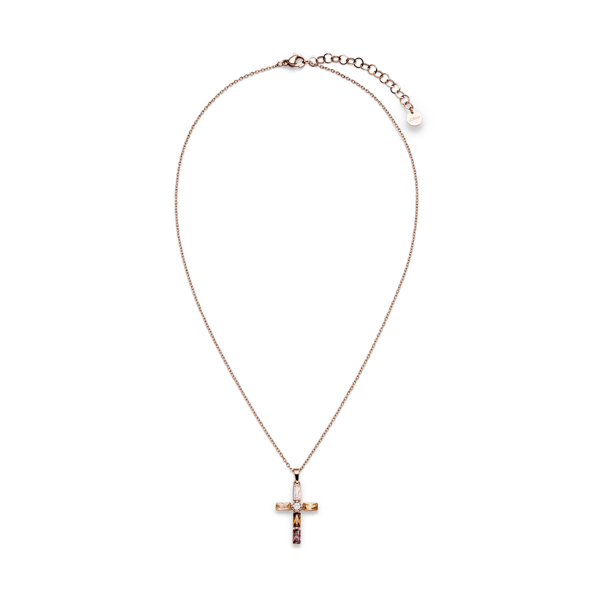 s.Oliver Kette mit Anhänger »Schmuck Geschenk Edelstahl Halskette The Stone Cross, Kreuz« mit Zirkonia (synth.)