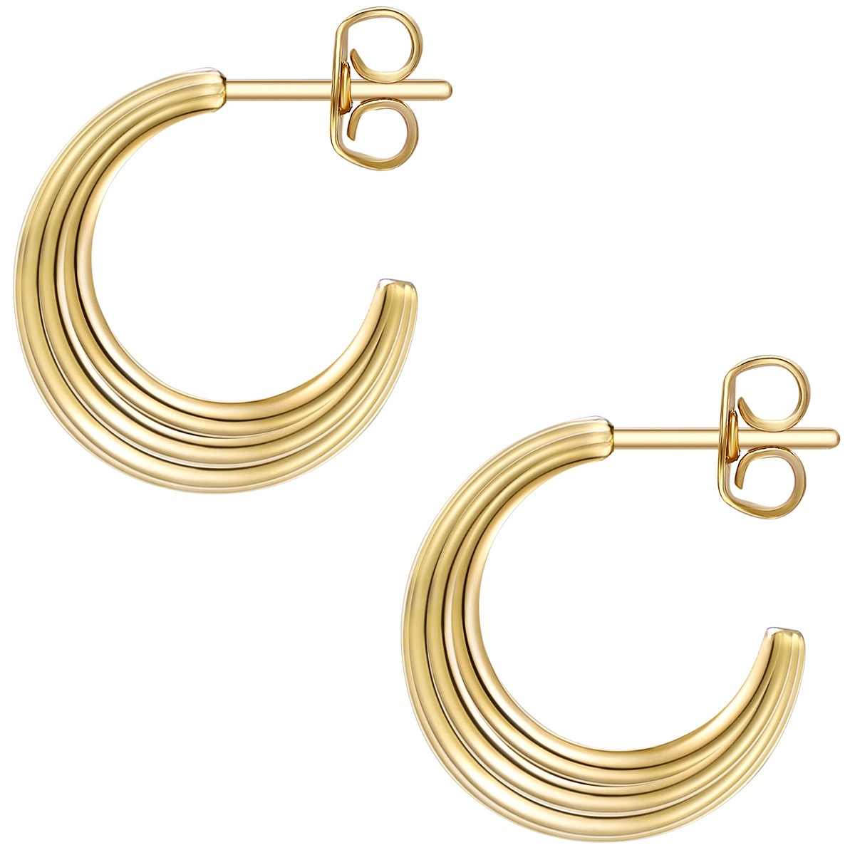 Paar Creolen GLANZSTÜCKE MÜNCHEN "Set: GSM588", gelbgold, Ohrringe, Damen, 15,3, Silber 925 (Sterlingsilber), aus Sterling Silber 2