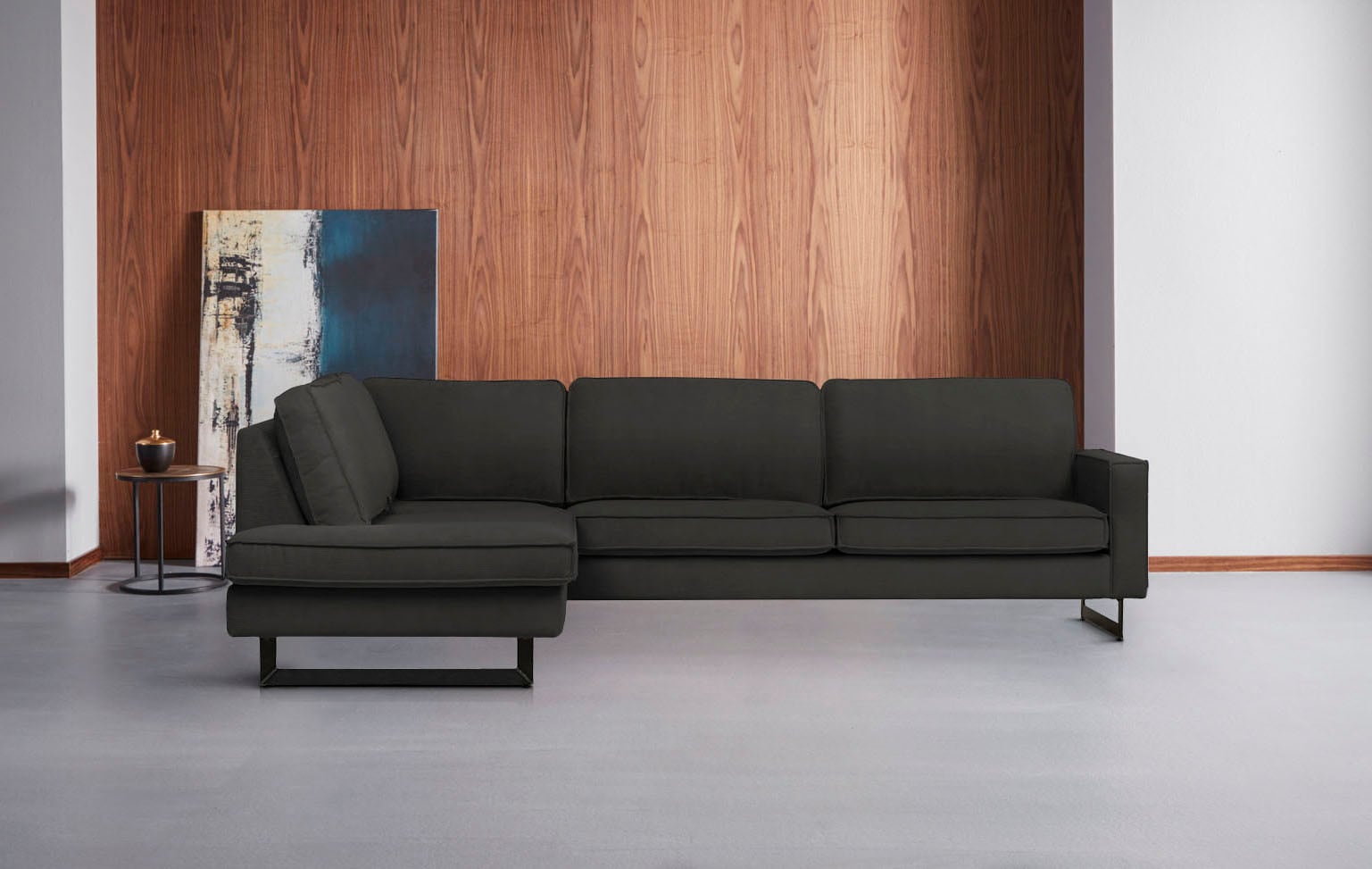 Places of Style Ecksofa »Pinto, 290 cm, Ottomane links / rechts«, Cord, Feincord, Luxus-Microfaser Leder und Chenille