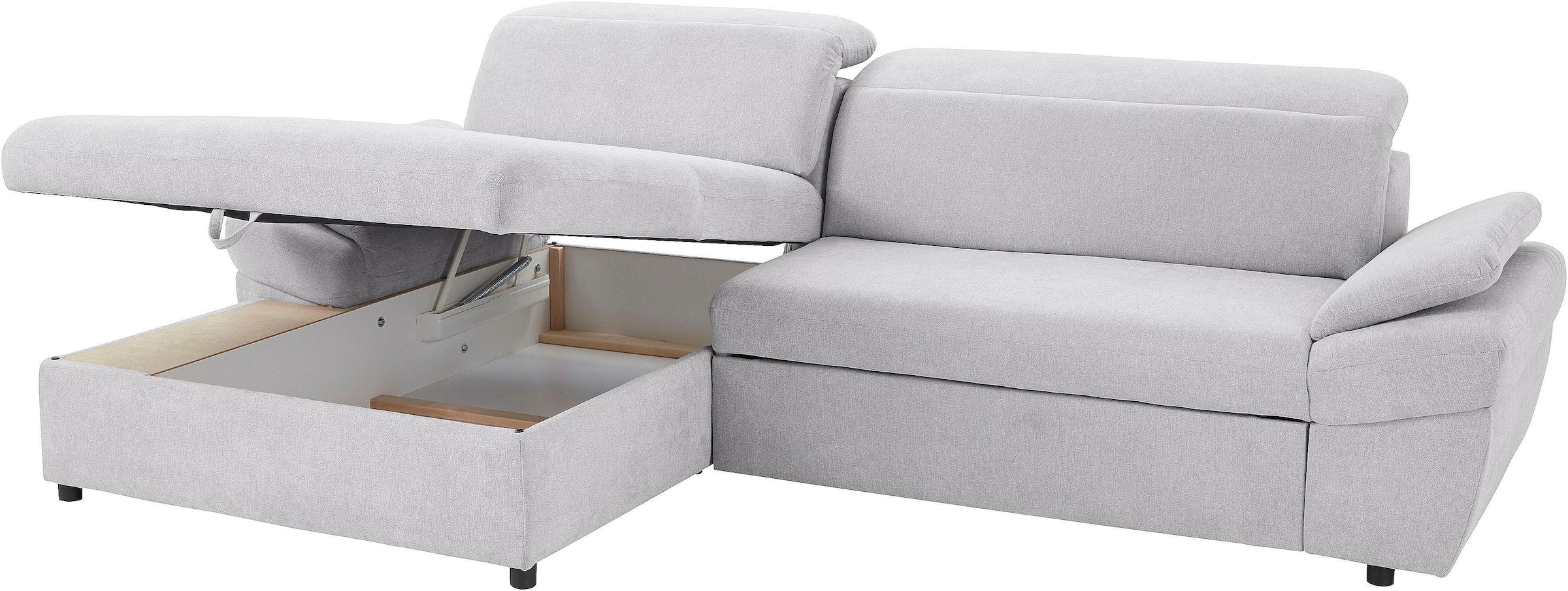 Exxpo - sofa fashion Kampinė sofa »Kyoto ir Kopfteil- ir Armteilverstellung hoher Sitzkomfort« patogi su miegojimo funkcija ir Dėžutė patalynei Kokybiškas Bezüge L-Form