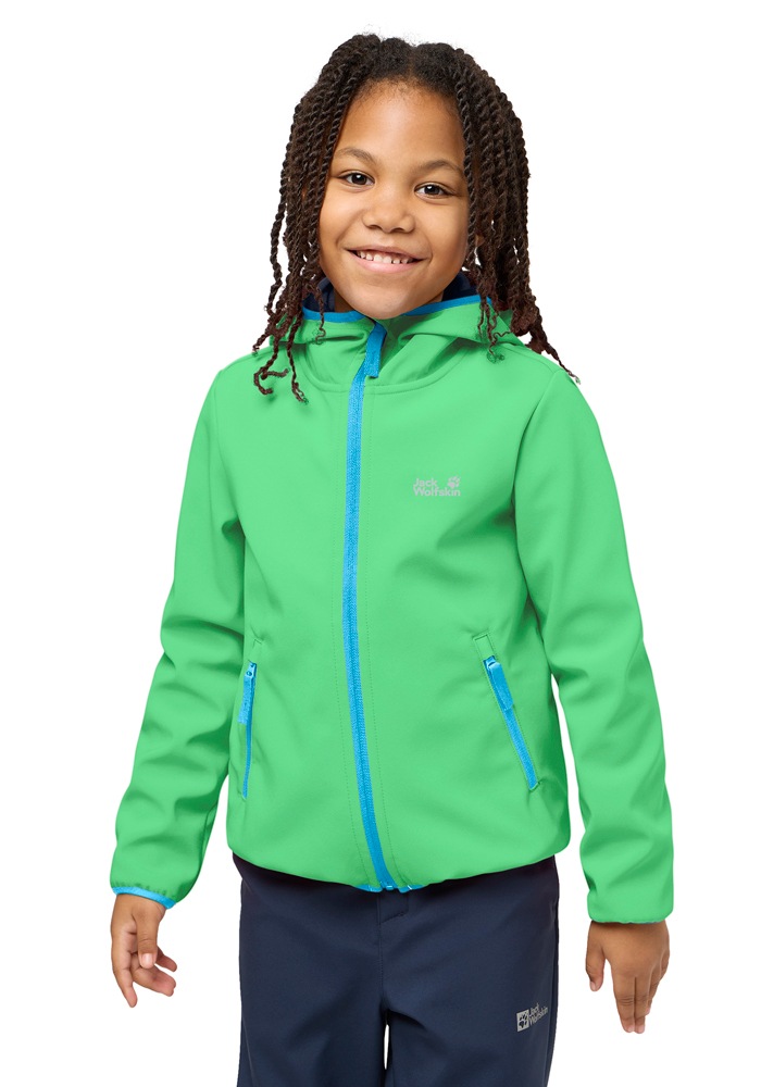 Jack Wolfskin Softshelljacke »FOURWINDS JACKET KIDS« mit Kapuze mit Windschutzblende und Kinnschutz, wasserabweisend, windabweisend