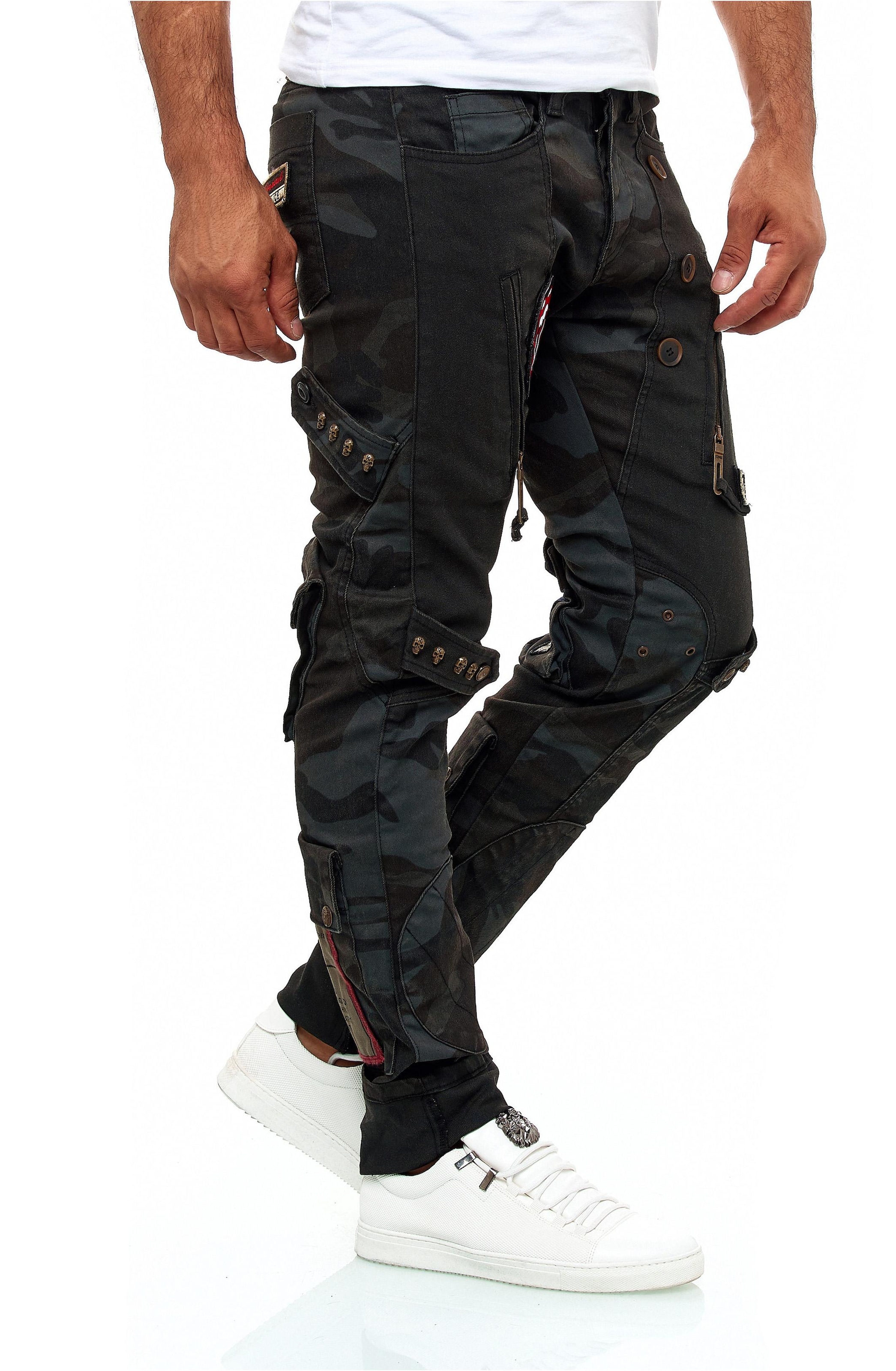 KINGZ Bequeme Jeans, im stylischen Military-Look