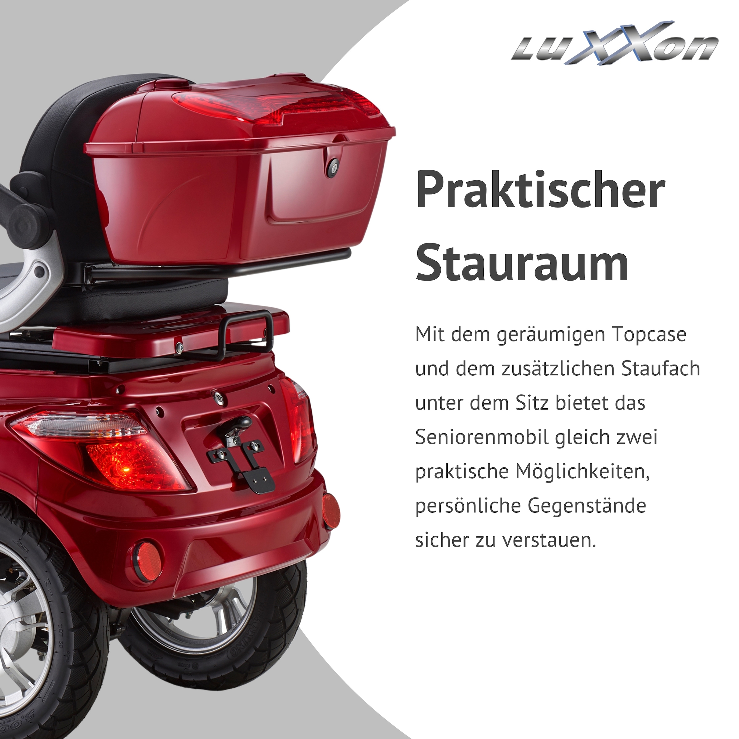 Luxxon Elektromobil »LuXXon Seniorenmobil E4900« 20 km/h Elektromobil mit Topcase, ohne Helmpflicht,  1.000 W, Seniorenmobil mit 4 Räder, Elektroroller für Senioren