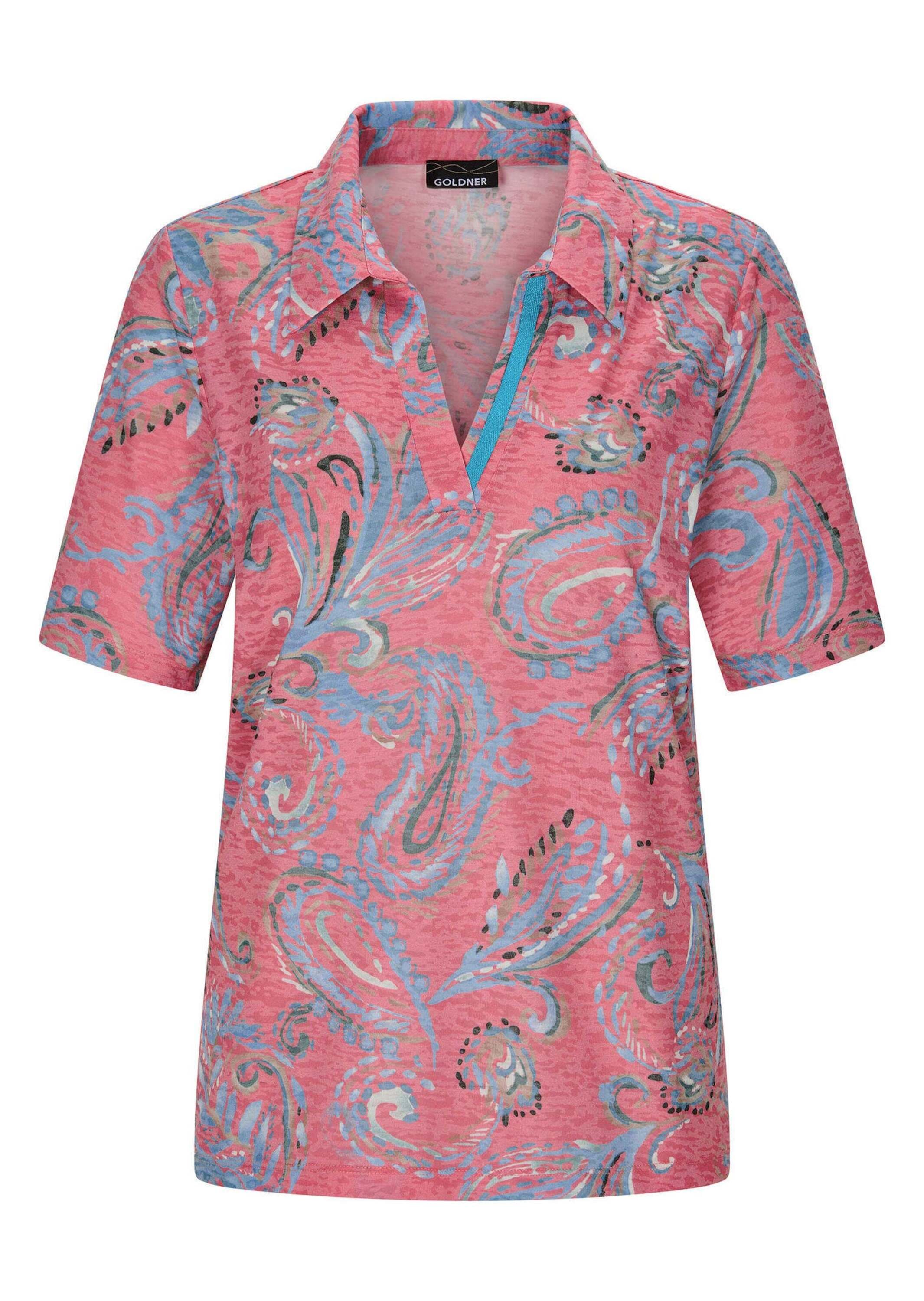 GOLDNER Print-Shirt "Ausbrenner-Shirt mit Polokragen" günstig online kaufen
