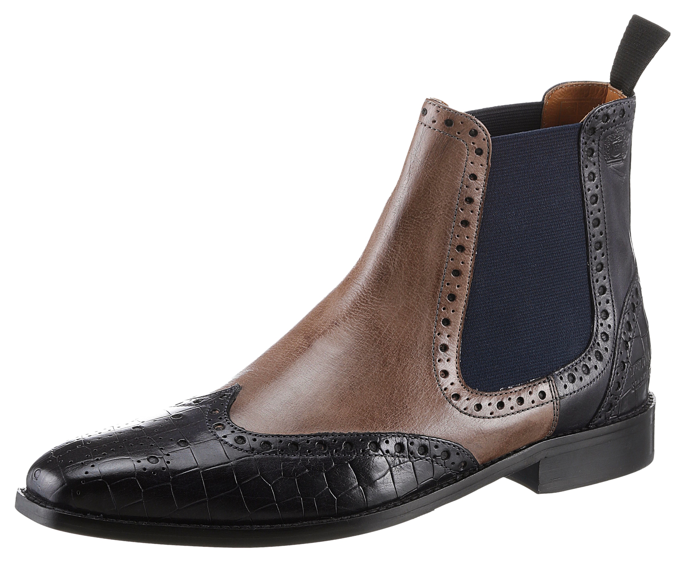 Melvin & Hamilton Chelseaboots »Martin 5 - vegetabil gegerbt«, Budapester, Anzugschuh, Business Schuh mit feiner Lochung