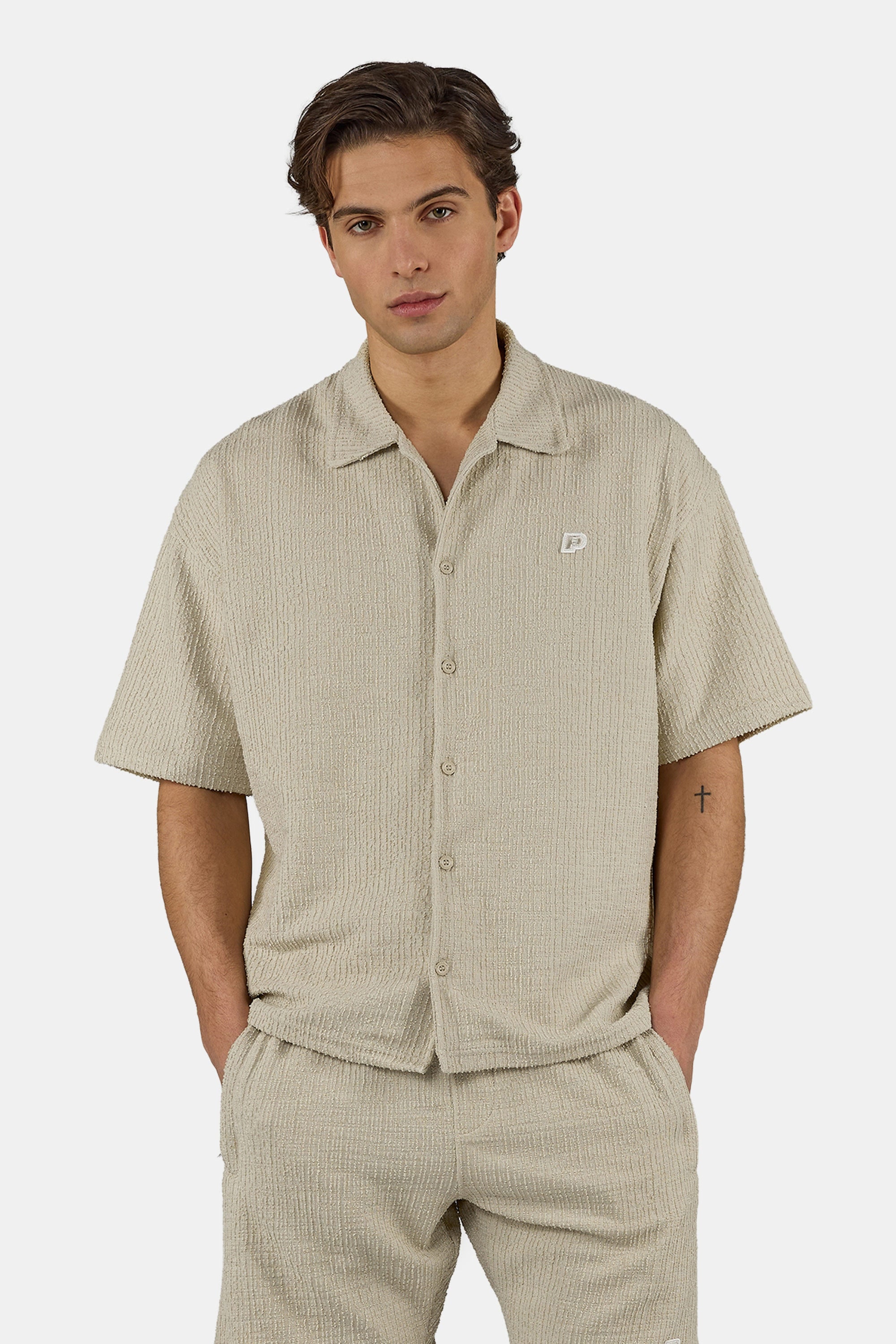 PEGADOR Kurzarmshirt "Libco Structured Knit Shirt" Materialmix, regular fit