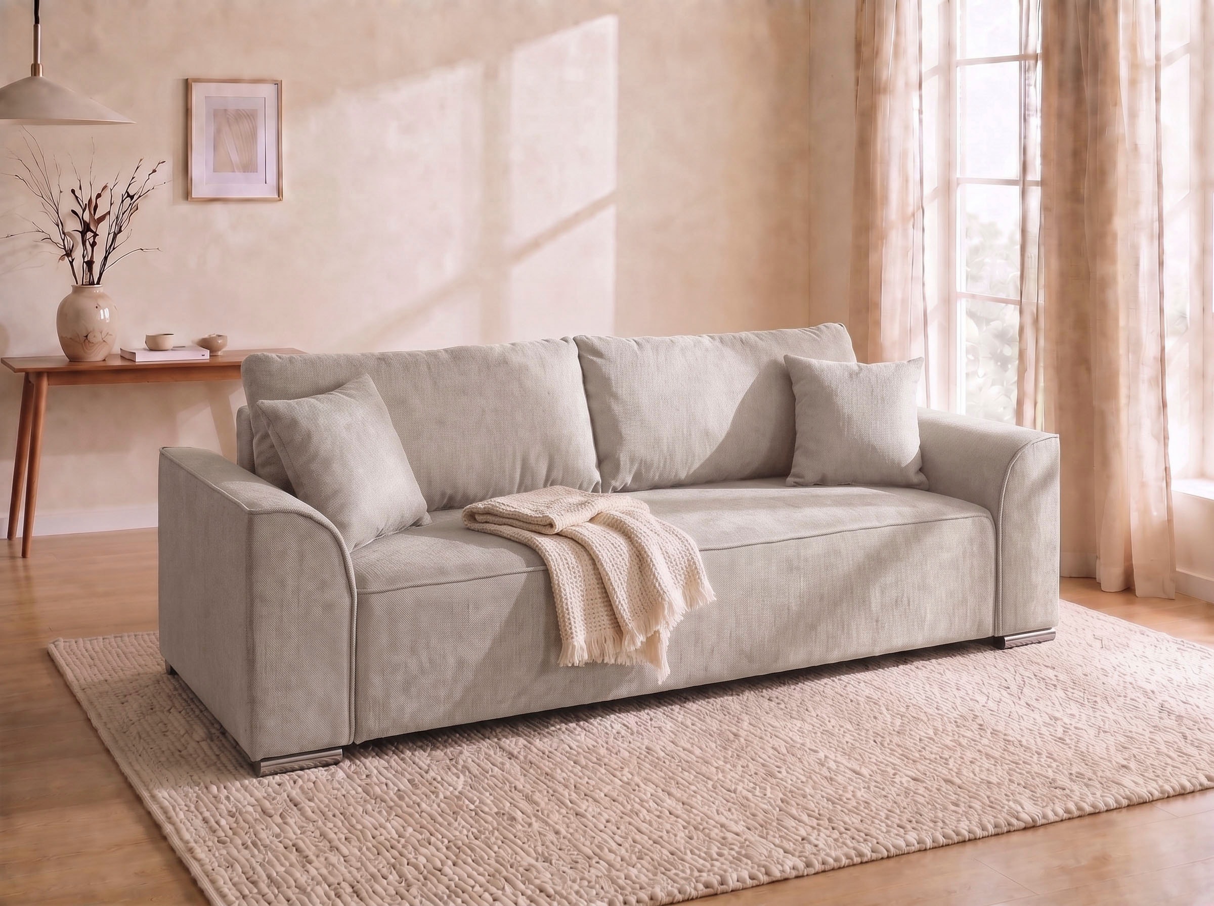 COLLECTION AB "Sara B: 241 cm, Liegefl. 137x195 cm, Bettkasten, optional mit Topper" Schlaffunktion, Couch mit Bonnellfederkern, Gästebettfunktion
