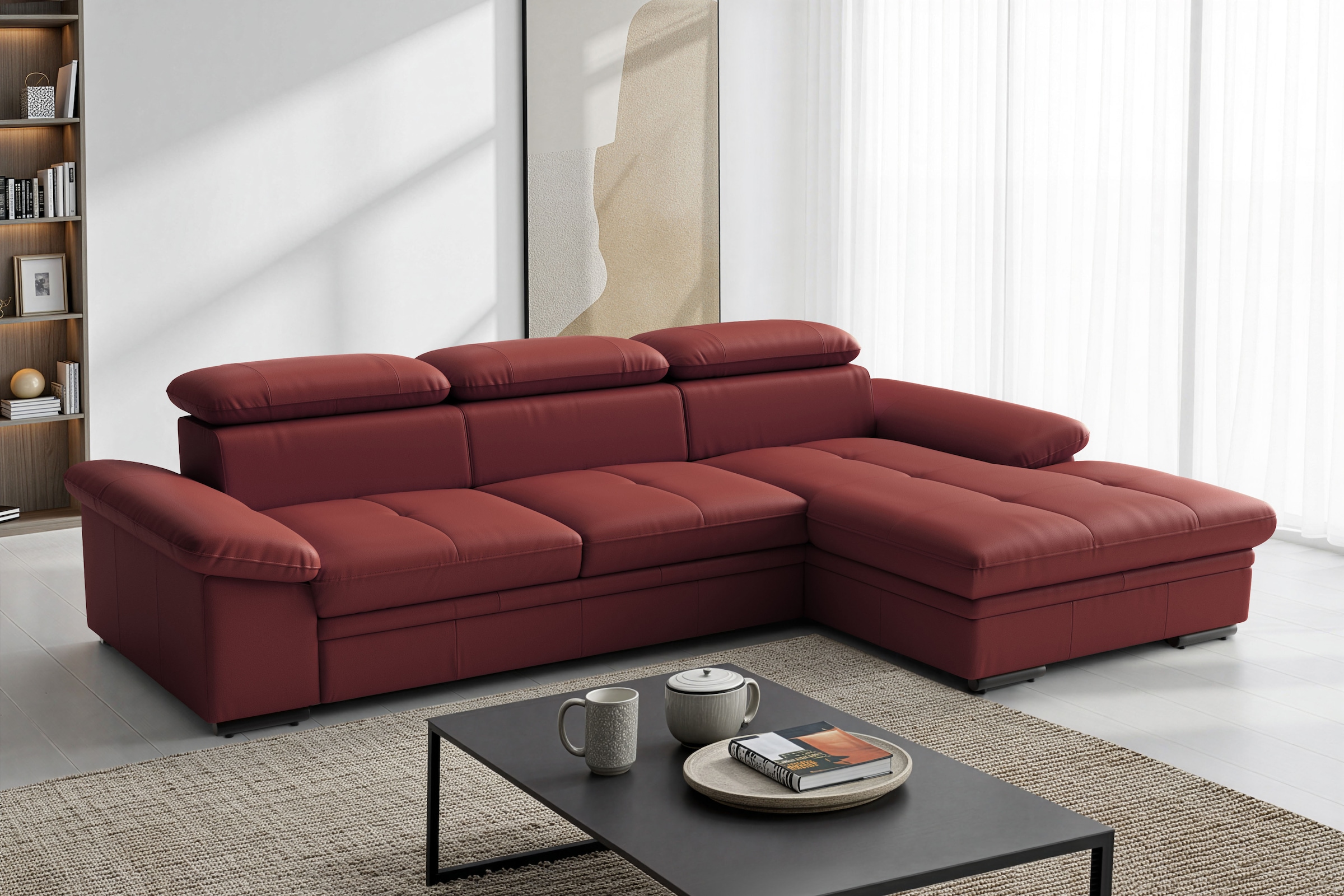 sit&more Ecksofa "Viola, Leder, L-Form, B: 260 cm, mit Armteil- und Kopfteilvertsellung" optional mit Schlaffunktion