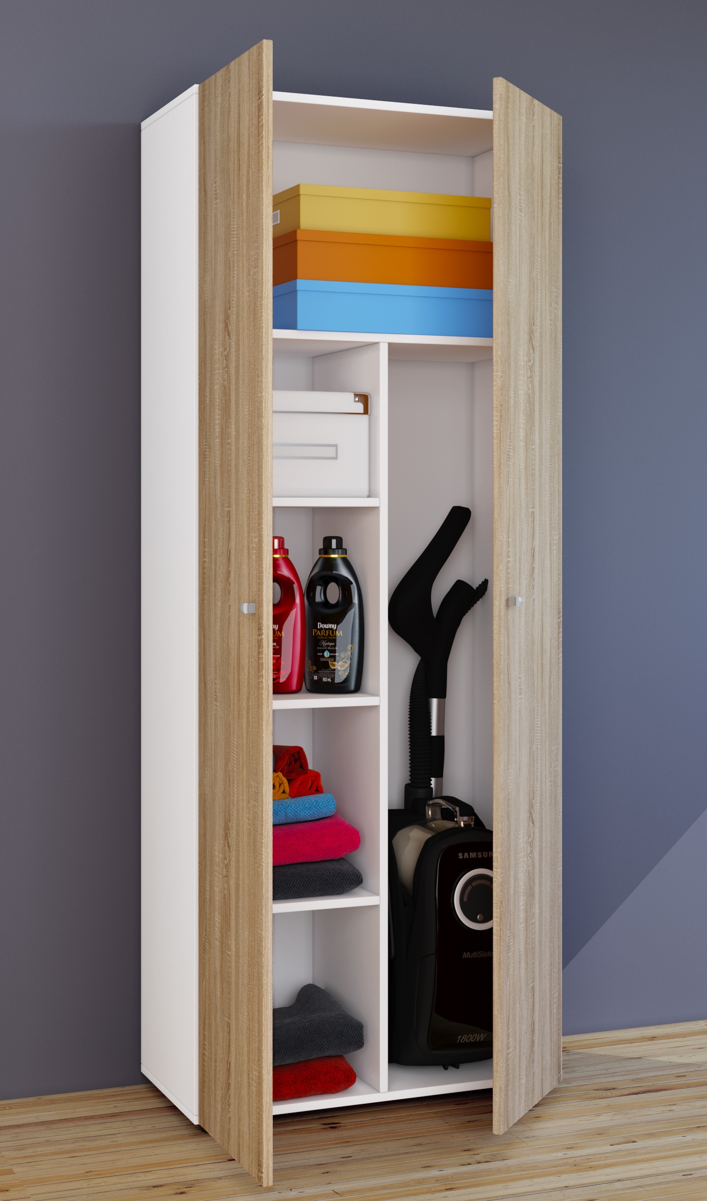 VCM Mehrzweckschrank »VCM Besenschrank | 6 Fächer | Maße: B. 70 x  H. 178 x T. 40 cm | Haushaltsschrank | Mehrzweckschrank |  Vandol« 1 Stk. tlg.