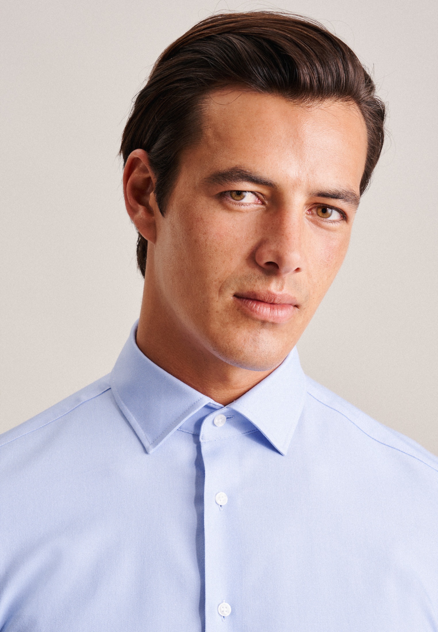 Businesshemd SEIDENSTICKER "Schwarze Rose", Herren, Gr. XL (44), normale Ärmellängen, blau, 60% Baumwolle, 35% Polyester, 5% Elasthan, unifarben, slim fit, 2-Knopf-Manschette, Hemden, Slim 1/1 Kentkragen Uni 2