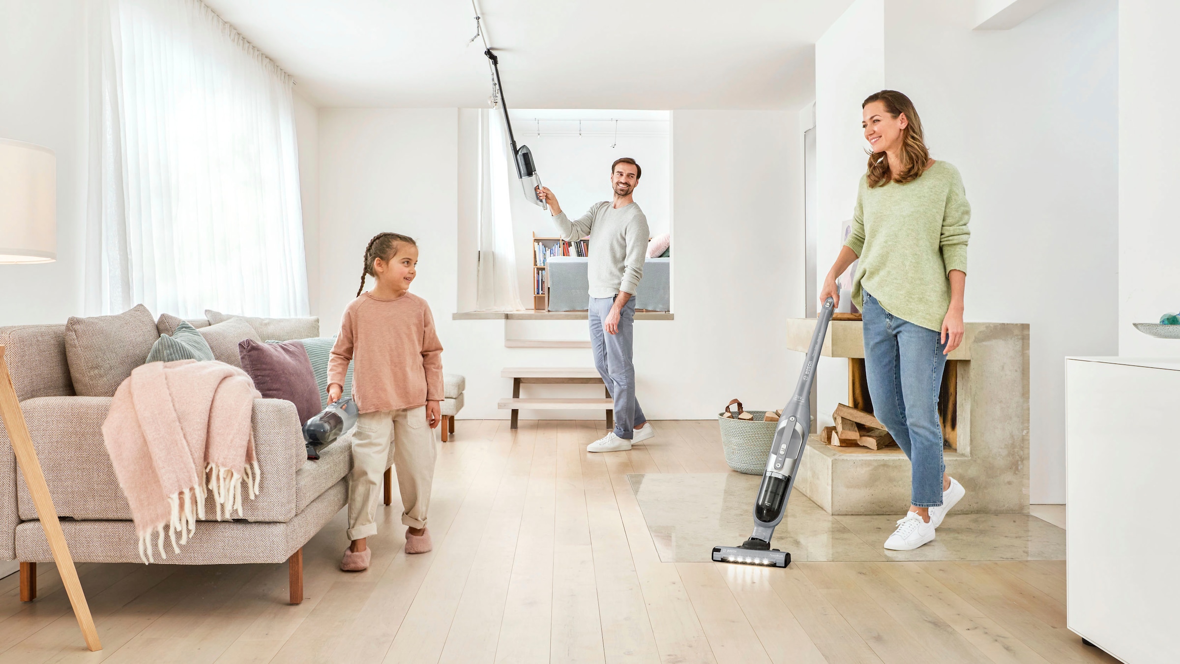 BOSCH Akku-Hand-und Stielstaubsauger »Flexxo Gen 2 Serie 4 BBH3K2801«, 28 V, Power Düse mit LED, integriertes Zubehör, silber