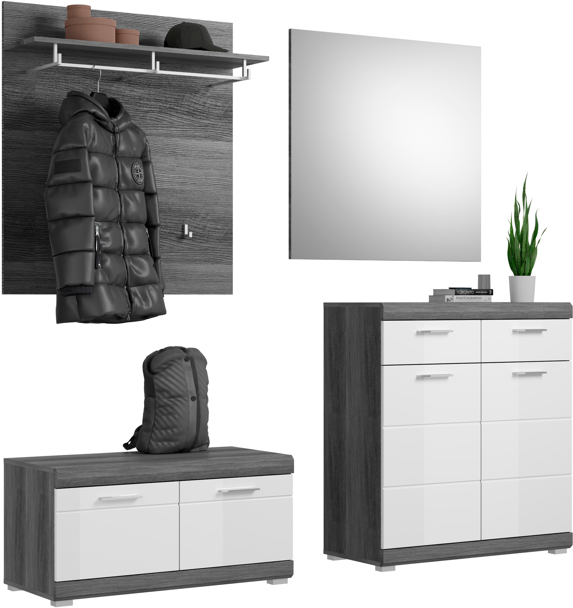 Home affaire Garderoben-Set "Siena, Fronten mit hochwertiger Rillenfräsung, günstig online kaufen