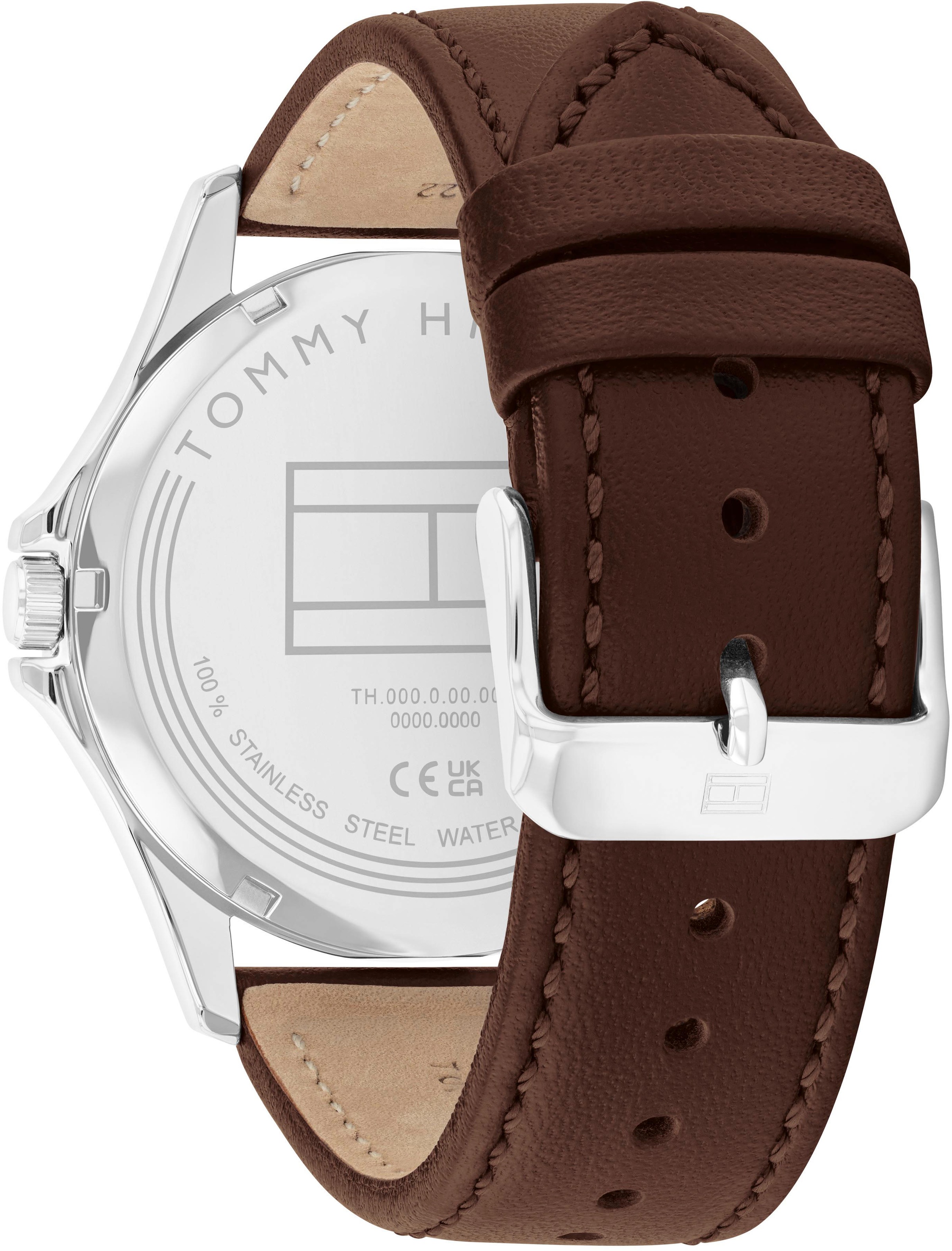 Tommy Hilfiger Quarzuhr »BRUCE« Armbanduhr, Herrenuhr, Lederarmband, analog