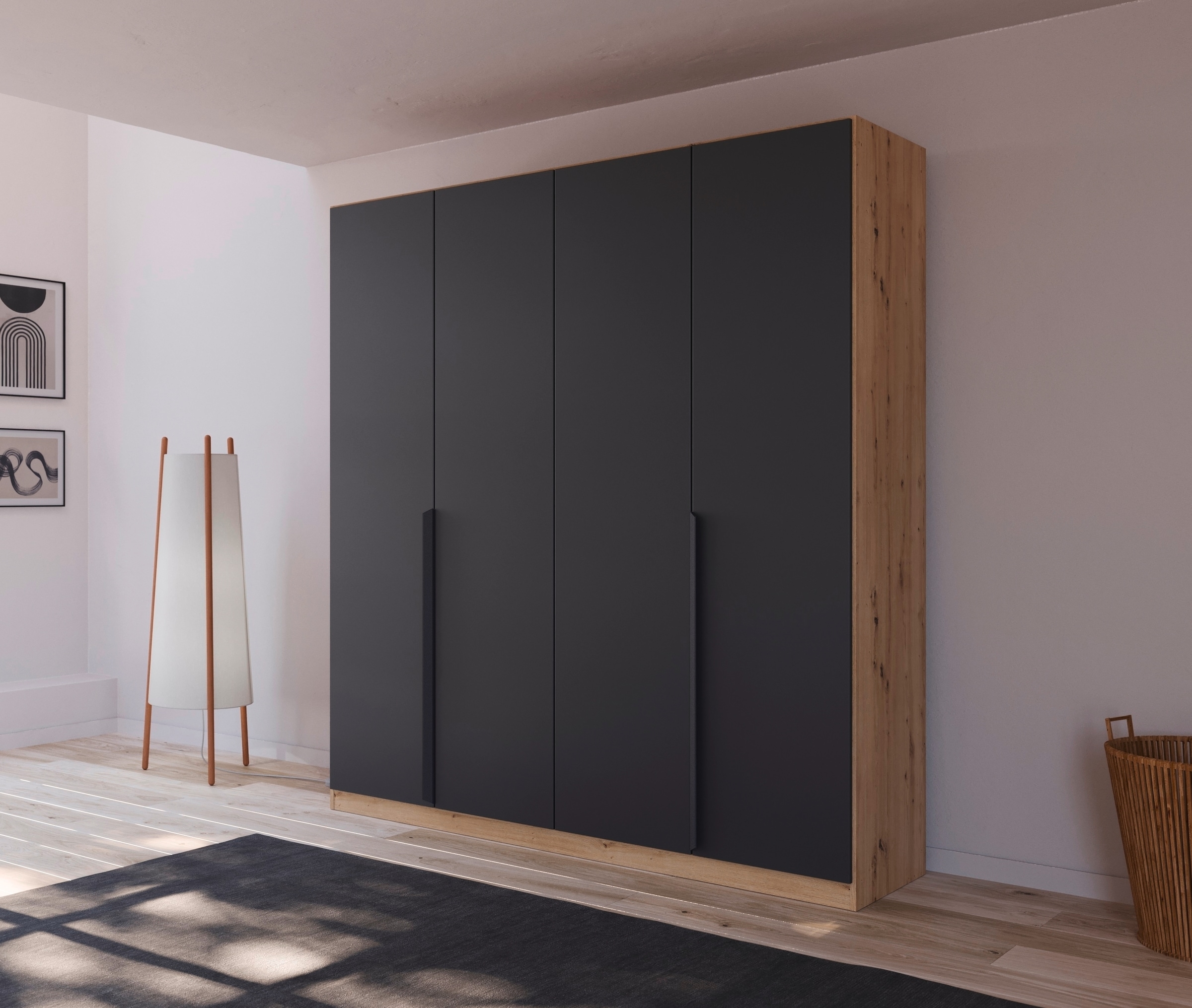 rauch Drehtürenschrank »Dark&Wood by Quadra Spin«, im Industrial Style mit Metallgriffstangen