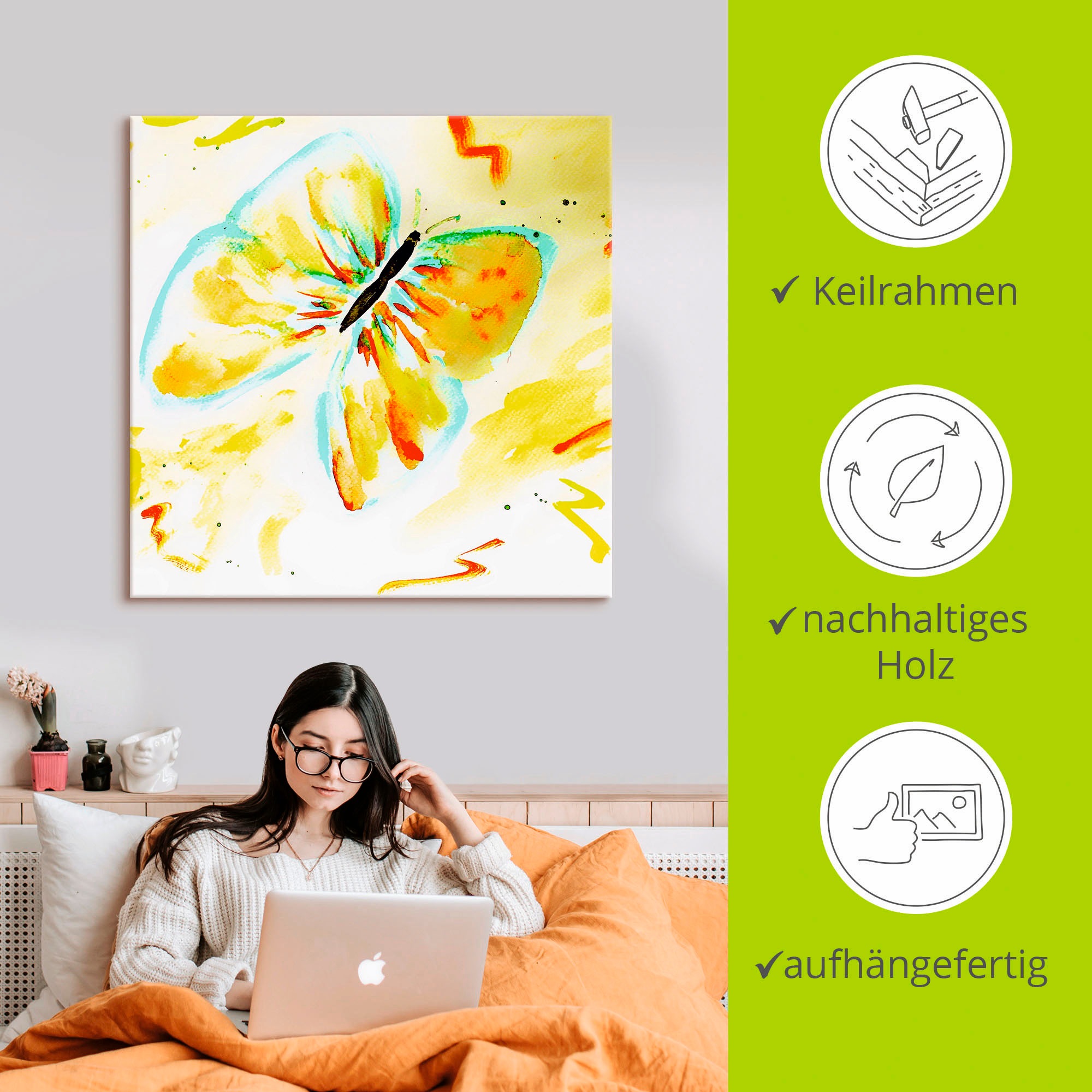 Artland Wandbild »Schmetterling«, Insekten, (1 St.), als Leinwandbild, Poster in verschied. Größen