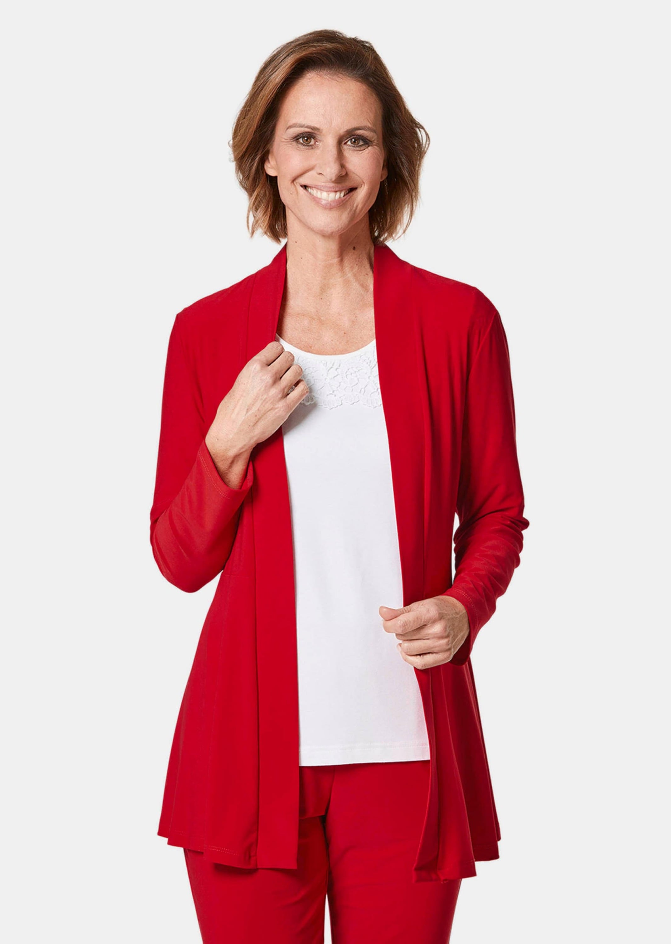 GOLDNER Sweatjacke »Jersey-Longjacke Weich fallende Jersey-Longjacke«
