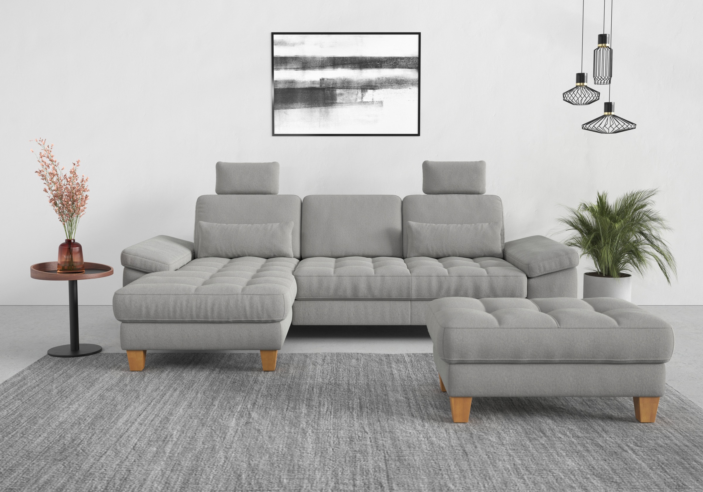 Thumbnail - sit&more Ecksofa "Westham L-Form" mit Recamiere, mit oder ohne Bettfunktion, Bettkasten, Füße Eiche