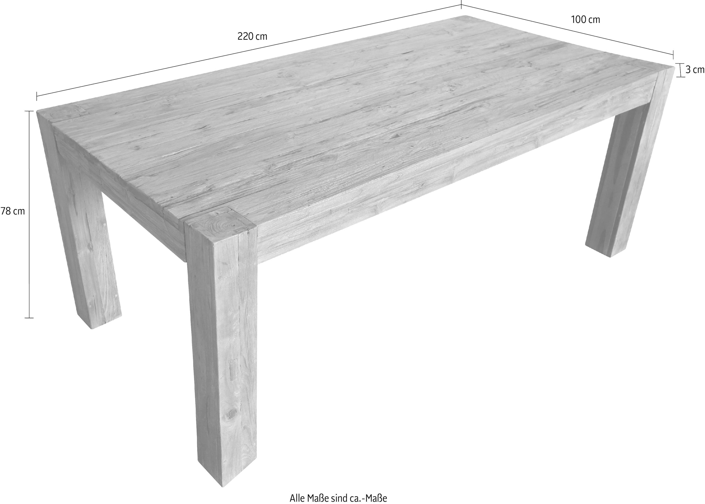 SIT Esstisch »Banda«, aus recyceltem Teakholz, Shabby Chic, Vintage