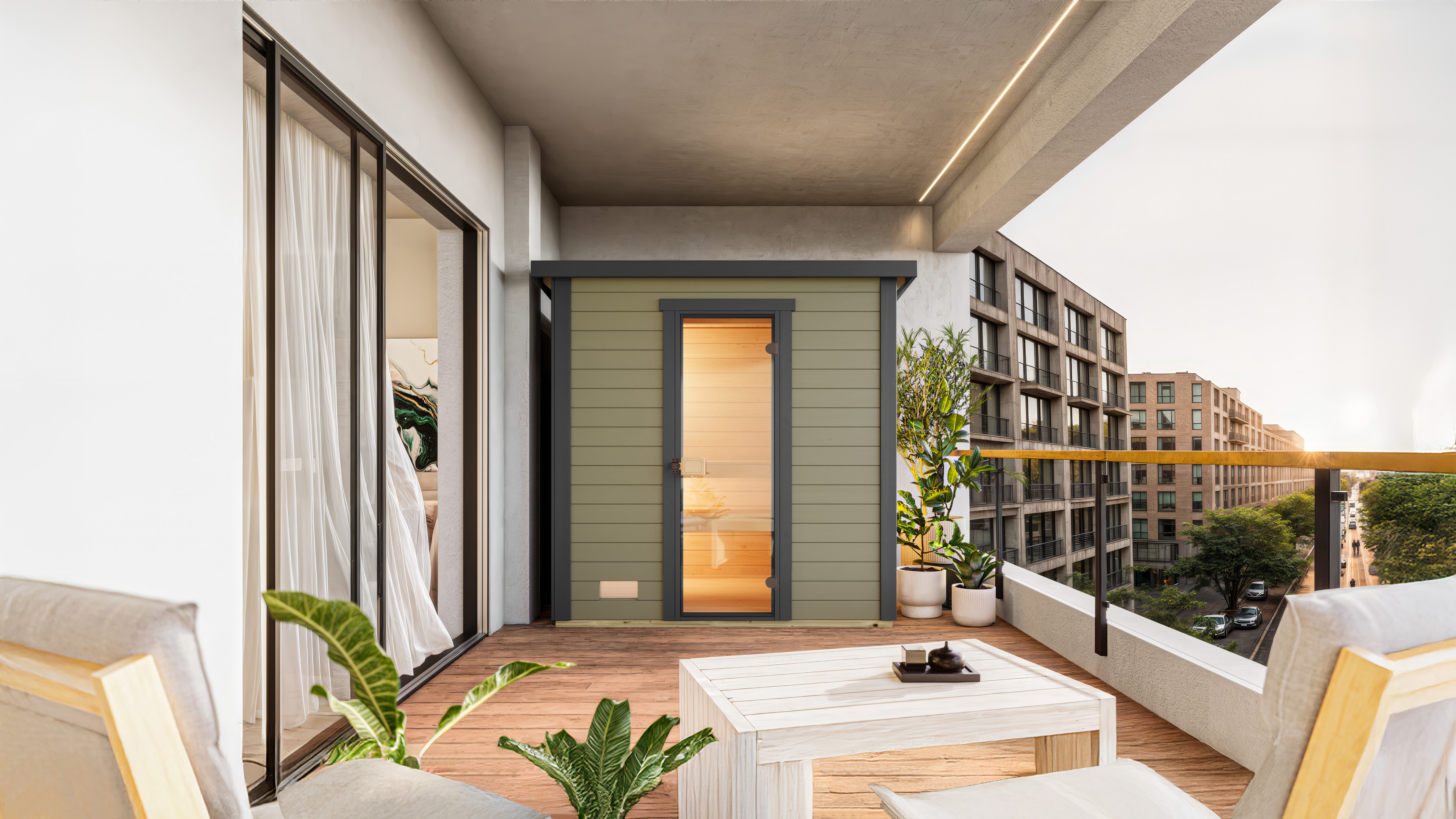 WEKA Saunahaus "Kaapi 2", Saunaofen, externe Steuerung, 9 kWanthrazit, Garten, Saunen, Blockbohlen aus Fichtenholz