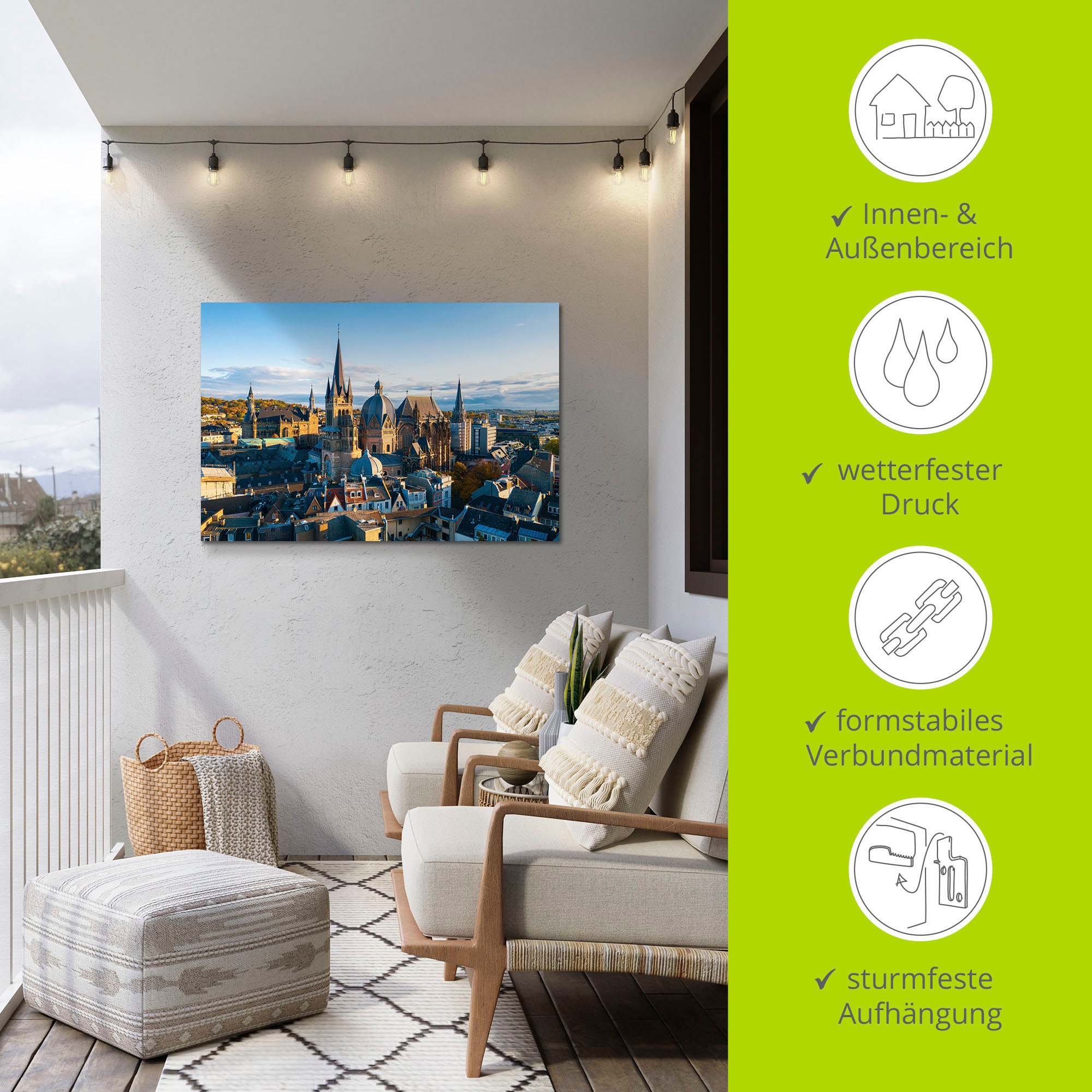Artland Wandbild »Aachen Skyline II«, Aachen, (1 St.), als Alubild, Leinwandbild, Wandaufkleber oder Poster in versch. Größen