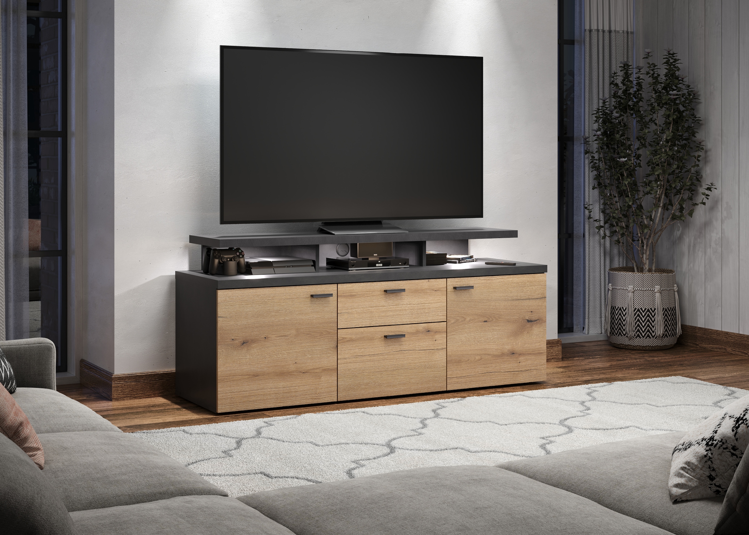 INOSIGN TV-Schrank »Messina«, (1 St.), Lowboard mit TV-Aufsatz - Für Fernseher bis zu 60 Zoll