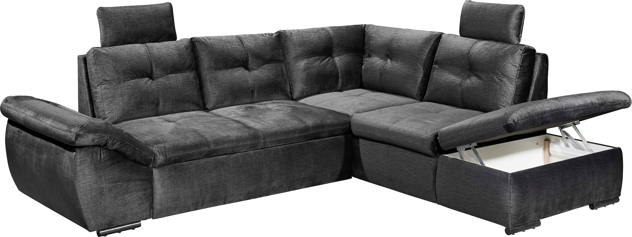 ED EXCITING DESIGN Ecksofa »Alija L-Form«, mit Bettfunktion, Bettkasten, Armteilverstellung & Kopfstützen