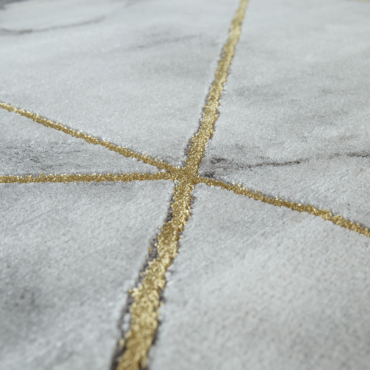 Paco Home Teppich »Kraft 524«, rund, 15 mm Höhe, Kurzflor, modernes Marmor-Design, mit gold-/silberfarbenen Akzenten