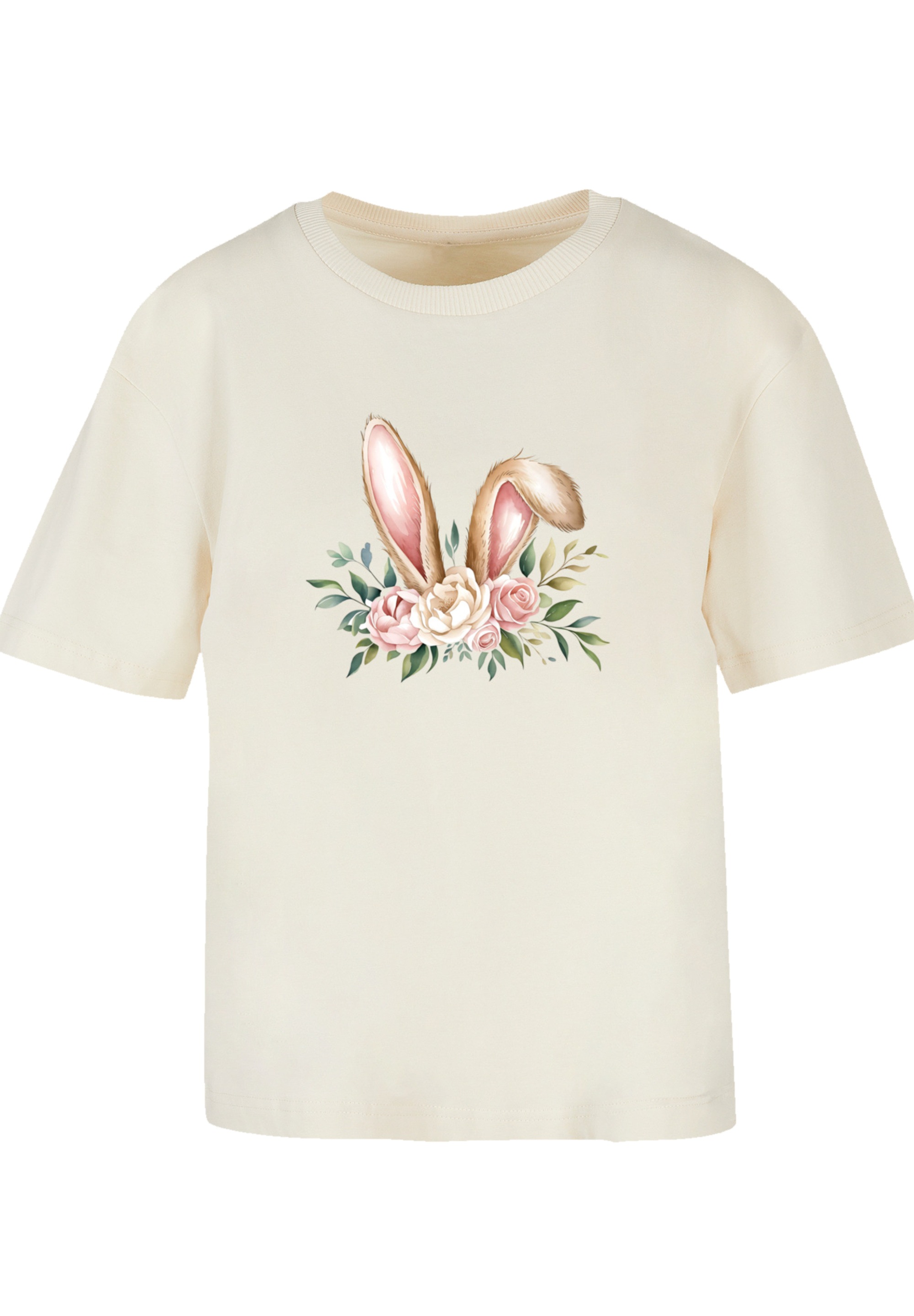 F4NT4STIC T-Shirt »Blumen Osterhasen Ohren Dekor«, Premium Qualität