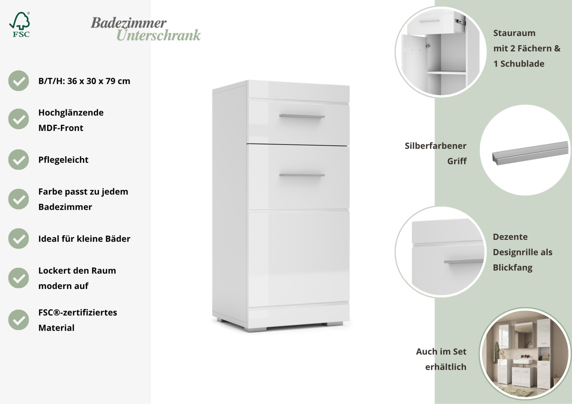 OTTO home Unterschrank »Föhr« minimalistisch, zeitlos, hochglänzend