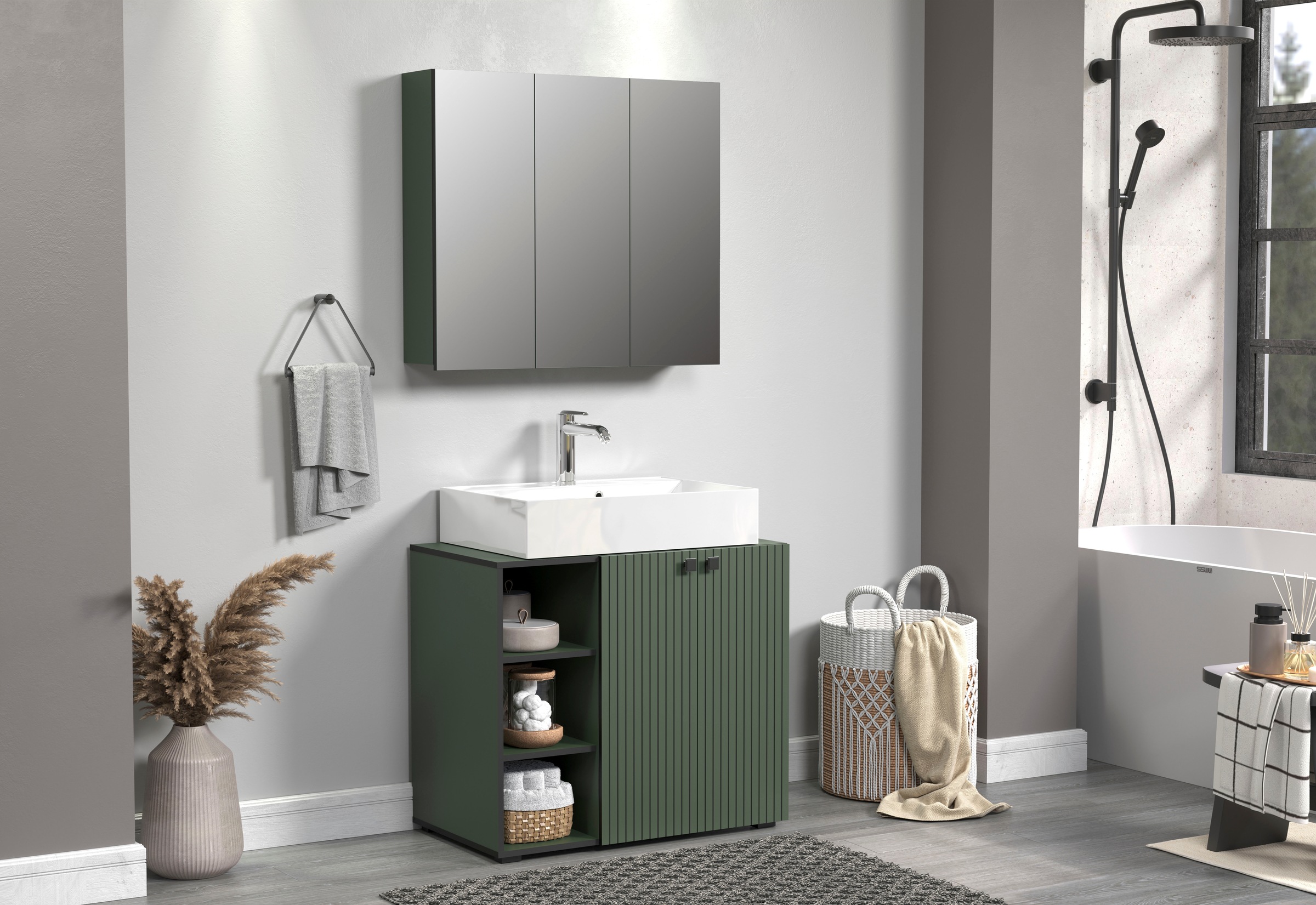 welltime Badspiegel »Amrum« Wandspiegel mit Ablage - (B/T/H) wahlweise 60 bis 80/14/74 cm