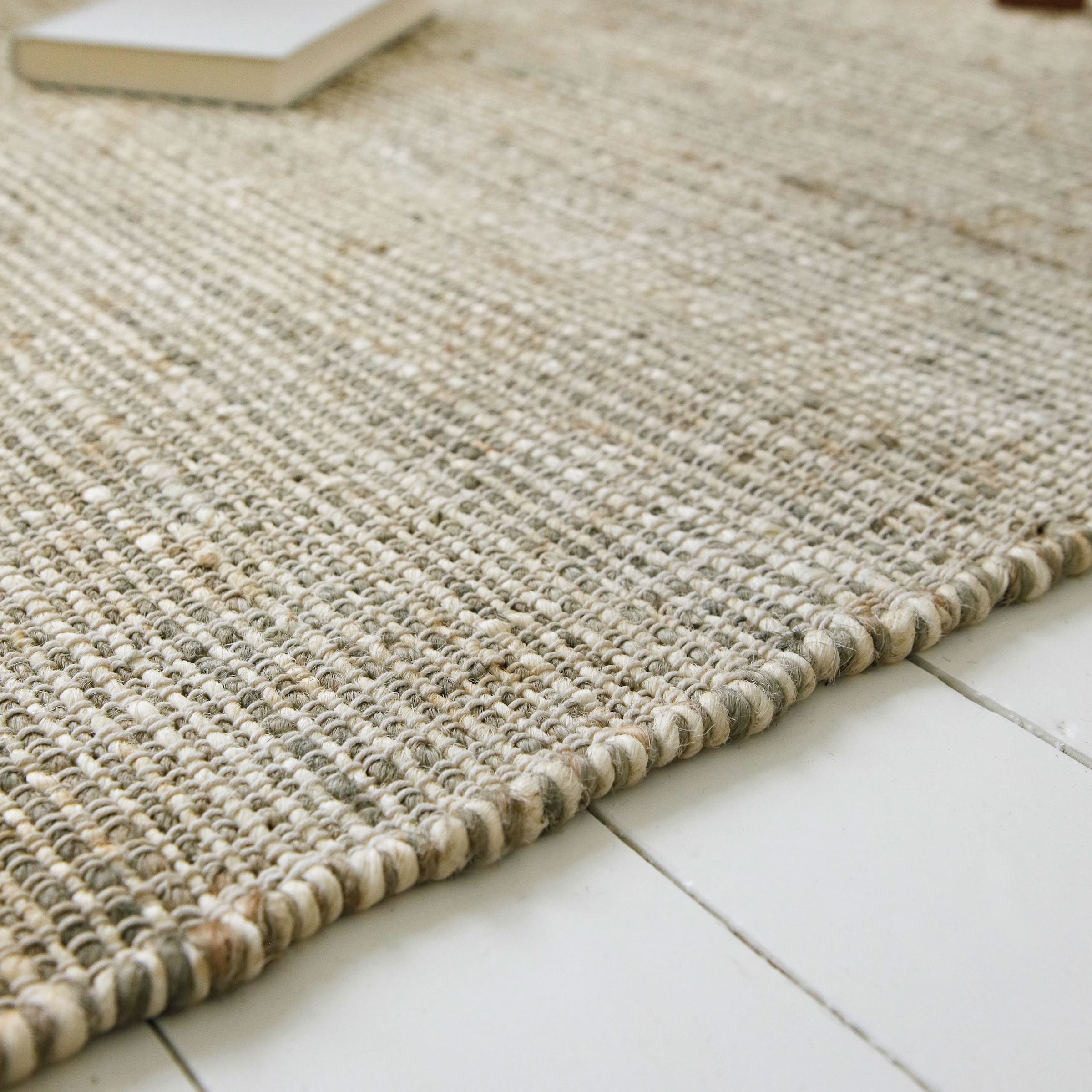 my home Teppich »Bennii«, rechteckig, 4 mm Höhe, 80% Jute, handgewebt, mit Fransen, Wohnzimmer, Naturfaser