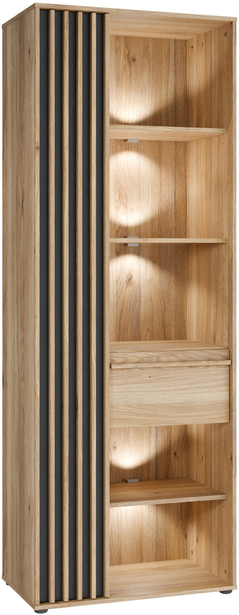 FORTE Regal »Stauraumregal, 1T/1SK, Soft Close, Vollauszug SK« B/H/T 73,1/200,1/41,7 cm optionale Beleuchtung