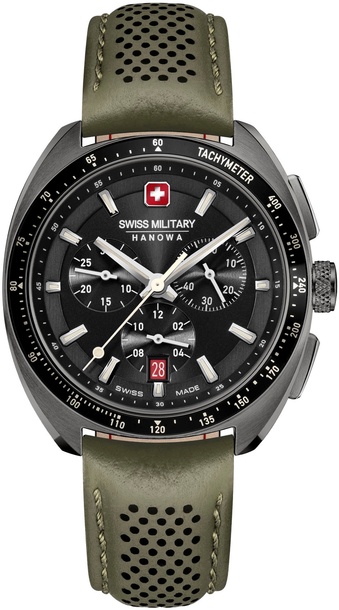 Swiss Military Hanowa Chronograph »DEFENDER«, Quarzuhr, Herrenuhr, Datum, Stoppfunktion, Saphirglas, Swiss Made