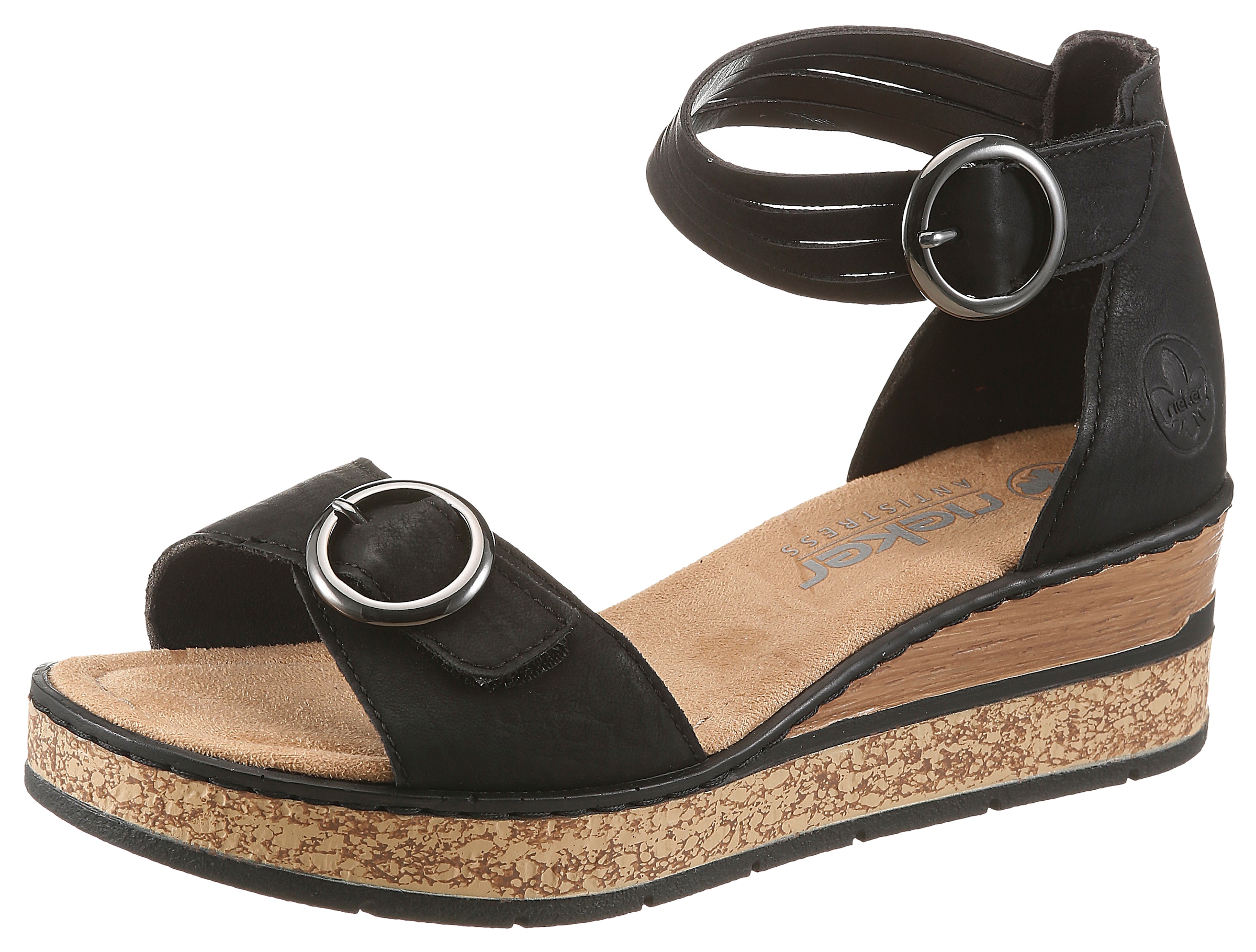 Rieker Keilsandalette Sommerschuh, Urlaubsschuh, Sandale mit trendy Fesselriemchen