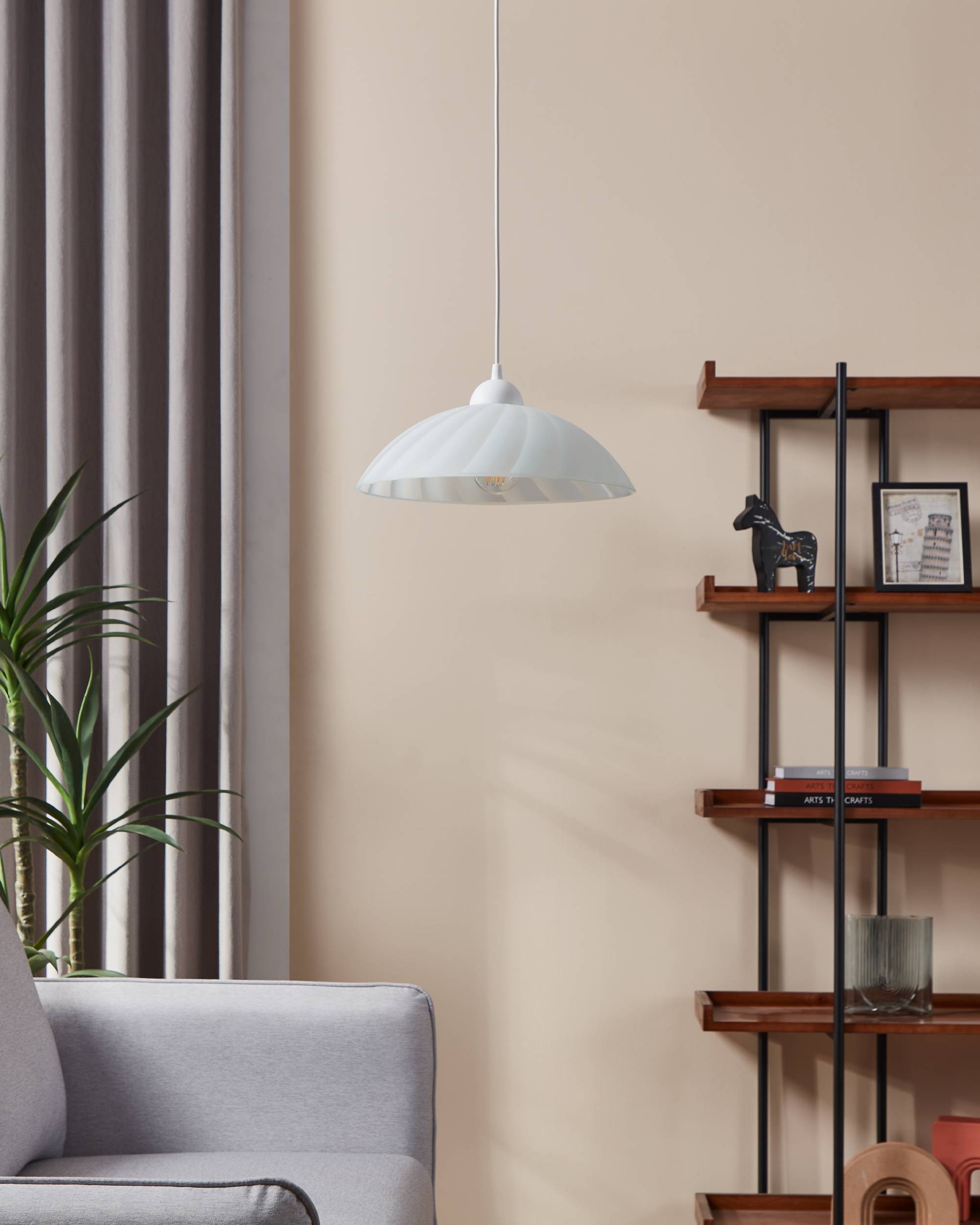 EGLO Hängeleuchte »Vetro Pendellampe, satiniertes Glas mit geschwungenen Dekor, E27« E27 1 Stk. Hängeleuchte - H110 x Ø35 cm - weiß - 1X60W exkl.