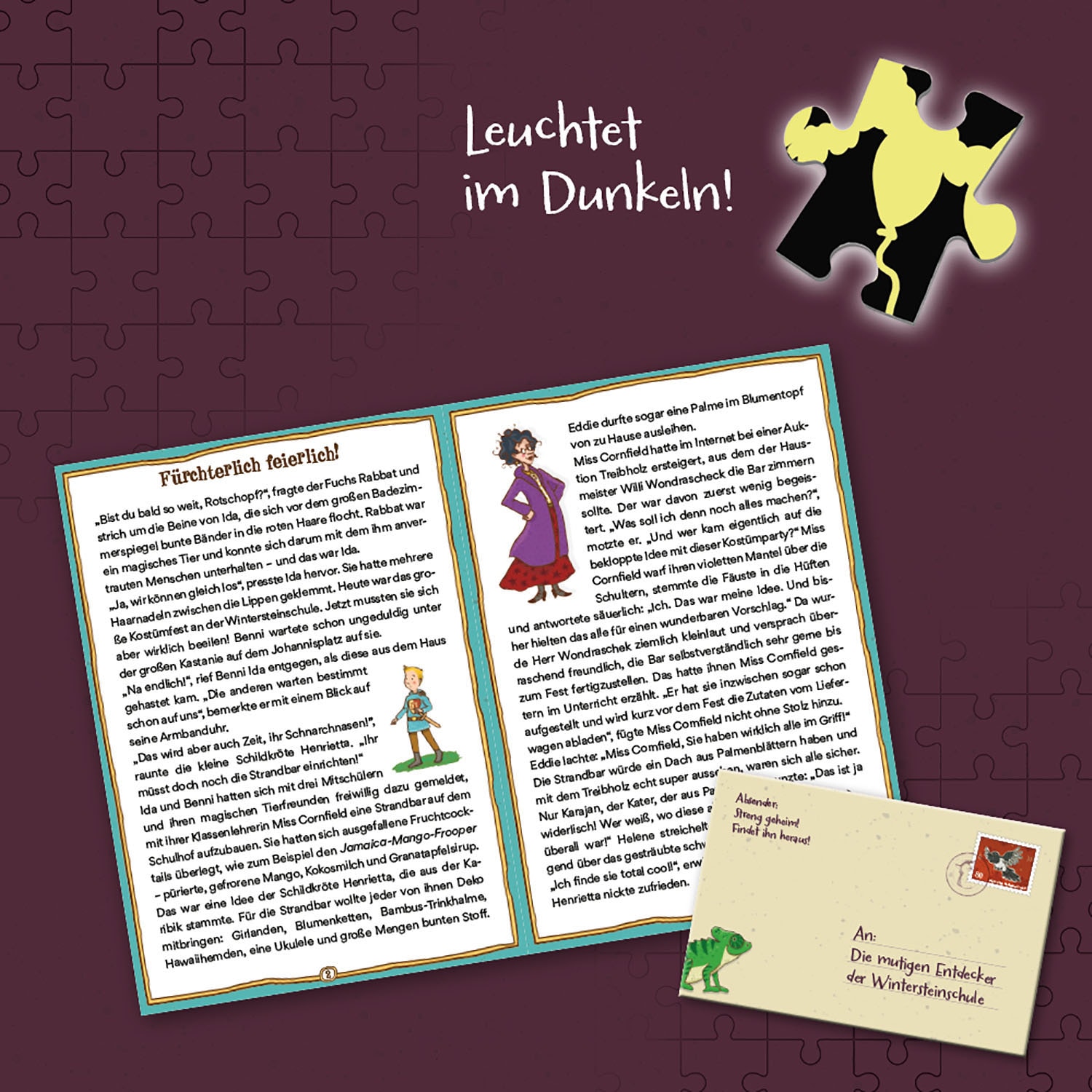 Kosmos Puzzle »Story Puzzle: Die Schule der magischen Tiere, Fürchterlich Feierlich«, mit Leuchteffekt; Made in Germany