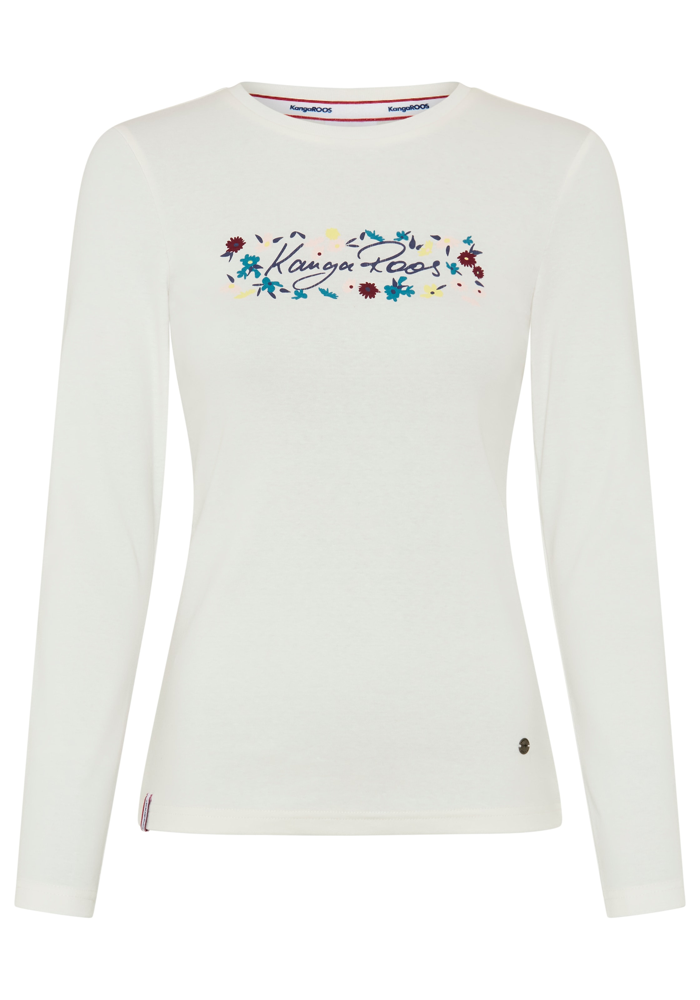 KangaROOS Langarmshirt mit Rundhalsausschnitt, hüftlange Form, Basic schmale Passform