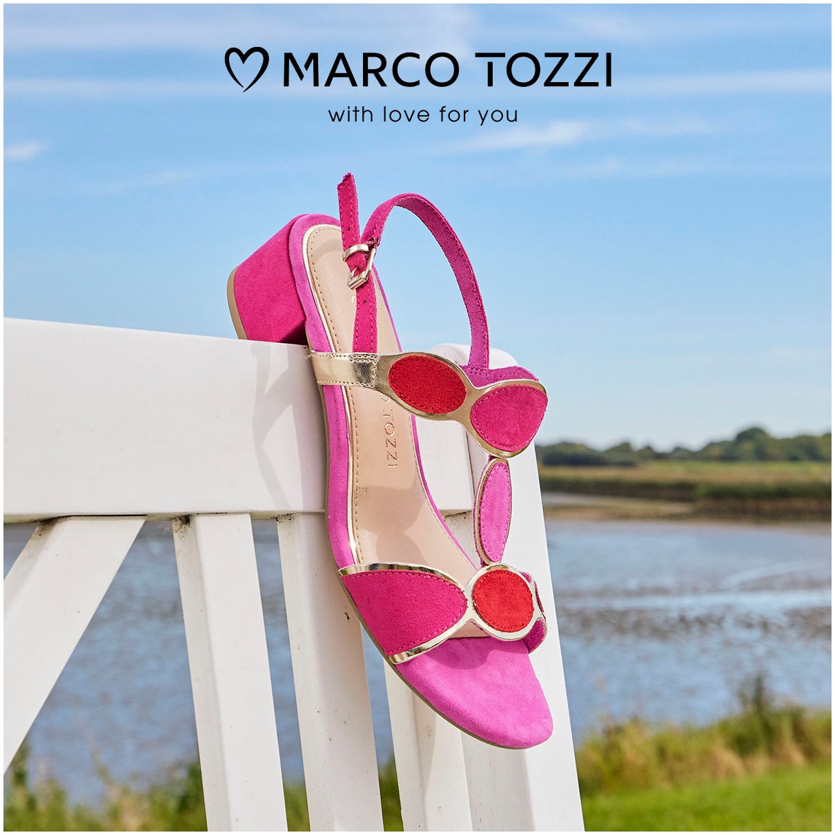 MARCO TOZZI Sandalette, Blockabsatz, Sommerschuh, Riemchensandale mit verstellbarer Schnalle