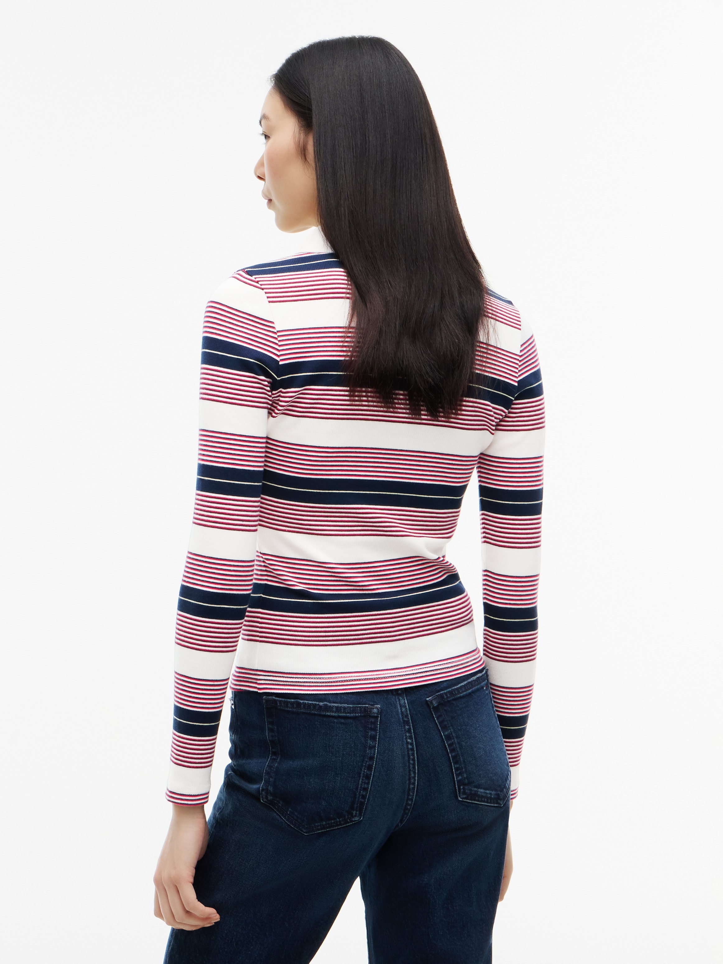 Tommy Jeans Langarm-Poloshirt »TJW SLIM RIB LS POLO EXT« Baumwollmischung, slim fit, figurbetont, in gerippter Struktur