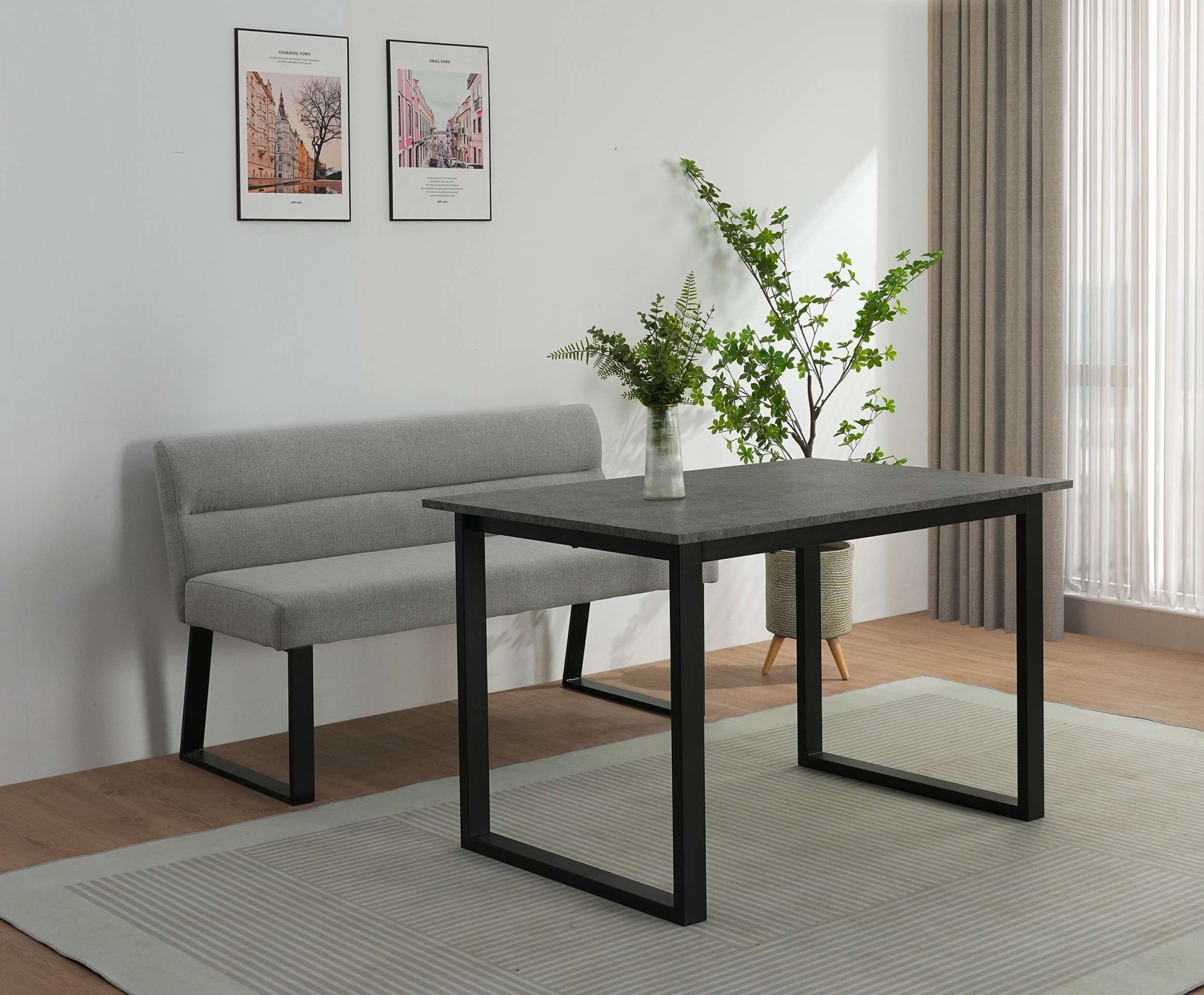 OTTO home Essbank »Ivanna« schwarze Metallbeine, pflegeleichtem Webstoff Bezug, Breite 140 cm