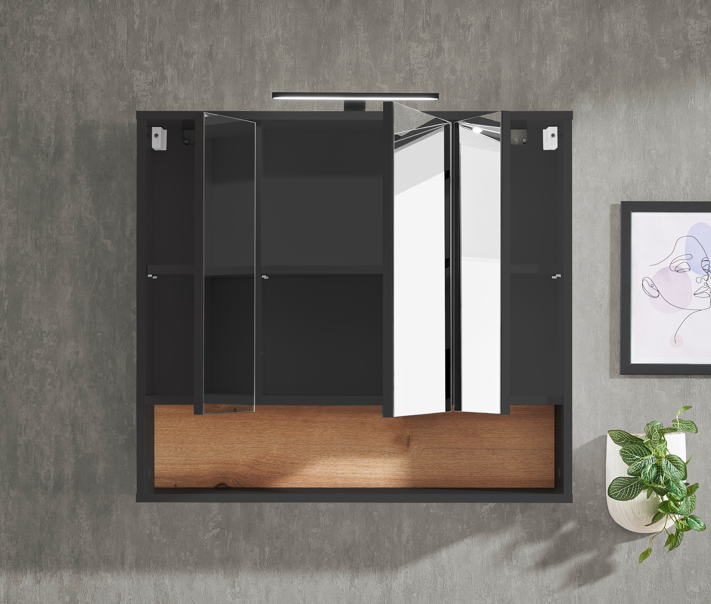 BASIC by Balculina Spiegelschrank »Liguria B/H/T 80x72x21 cm« 1 Stk. tlg. Breite 80cm, Beleuchtung, FSC-Mix 70%