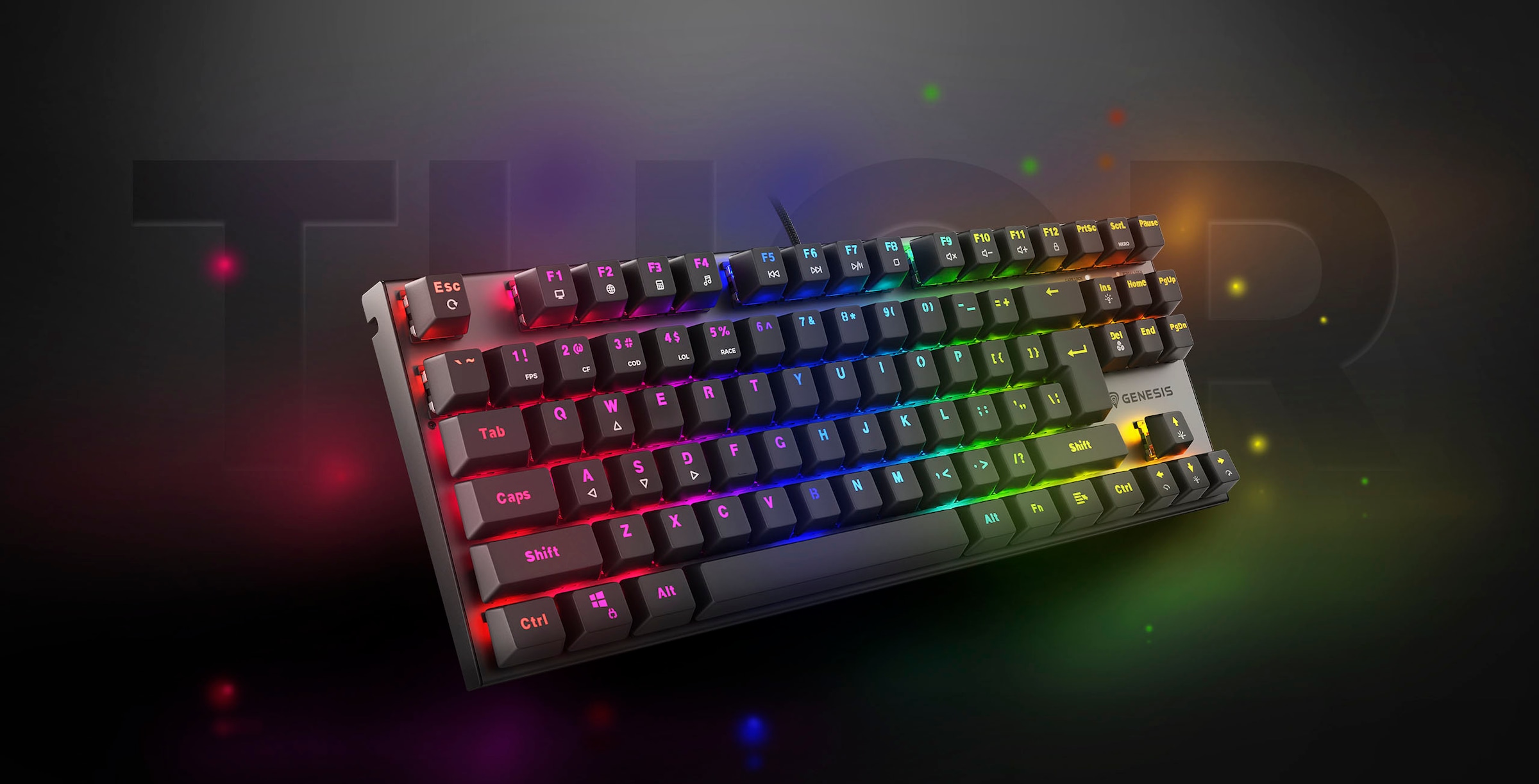 Genesis Gaming-Tastatur »THOR 303 TKL« (Antirutsch-Füße | Funktionstasten | Makrotasten | Multimedia-Tasten | Profil-Speicher | USB-Anschluss | Windows-Sperrtaste)