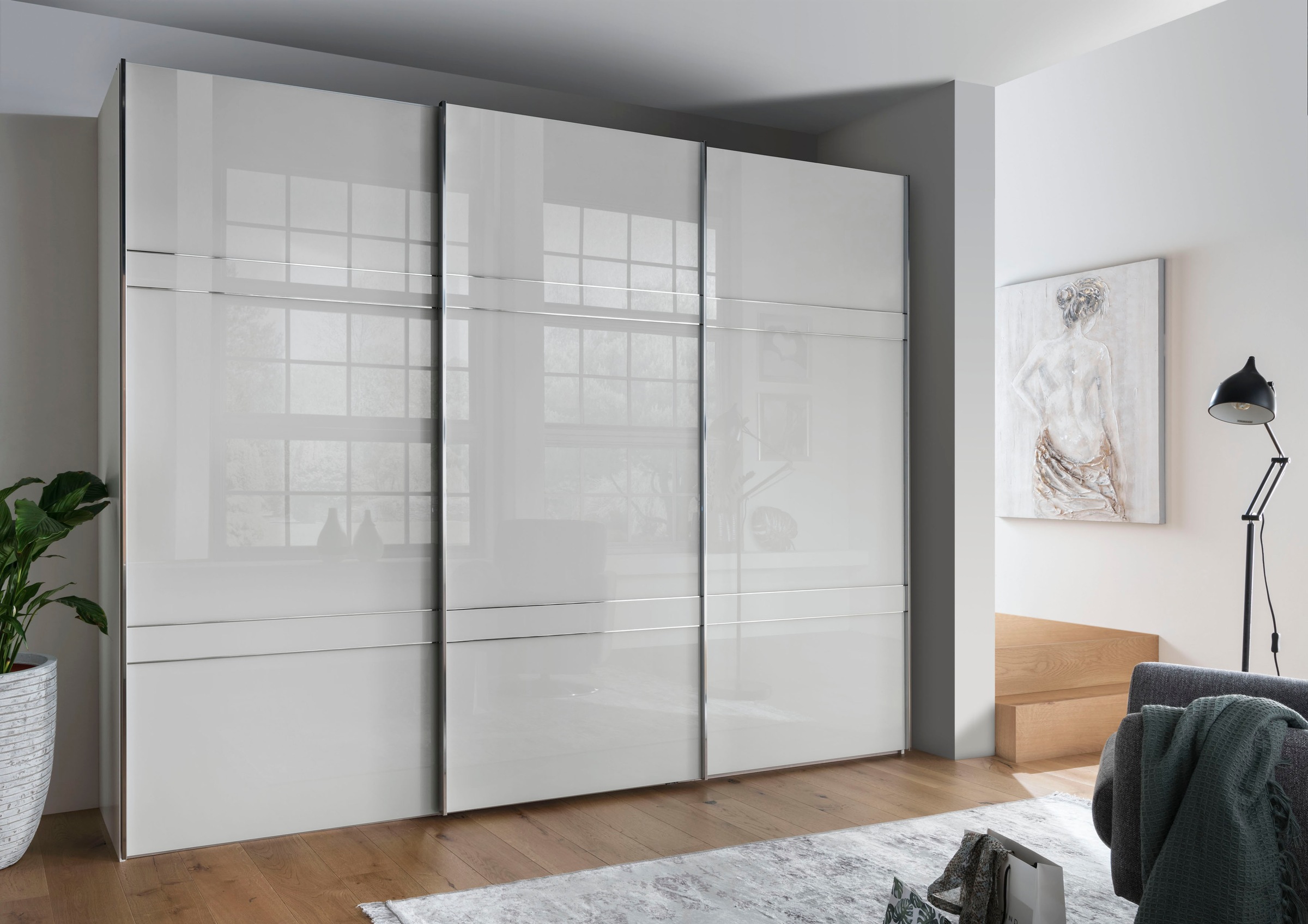 WIEMANN Schwebetürenschrank »Rialto«, hochwertige Glasfront mit Querriegeln