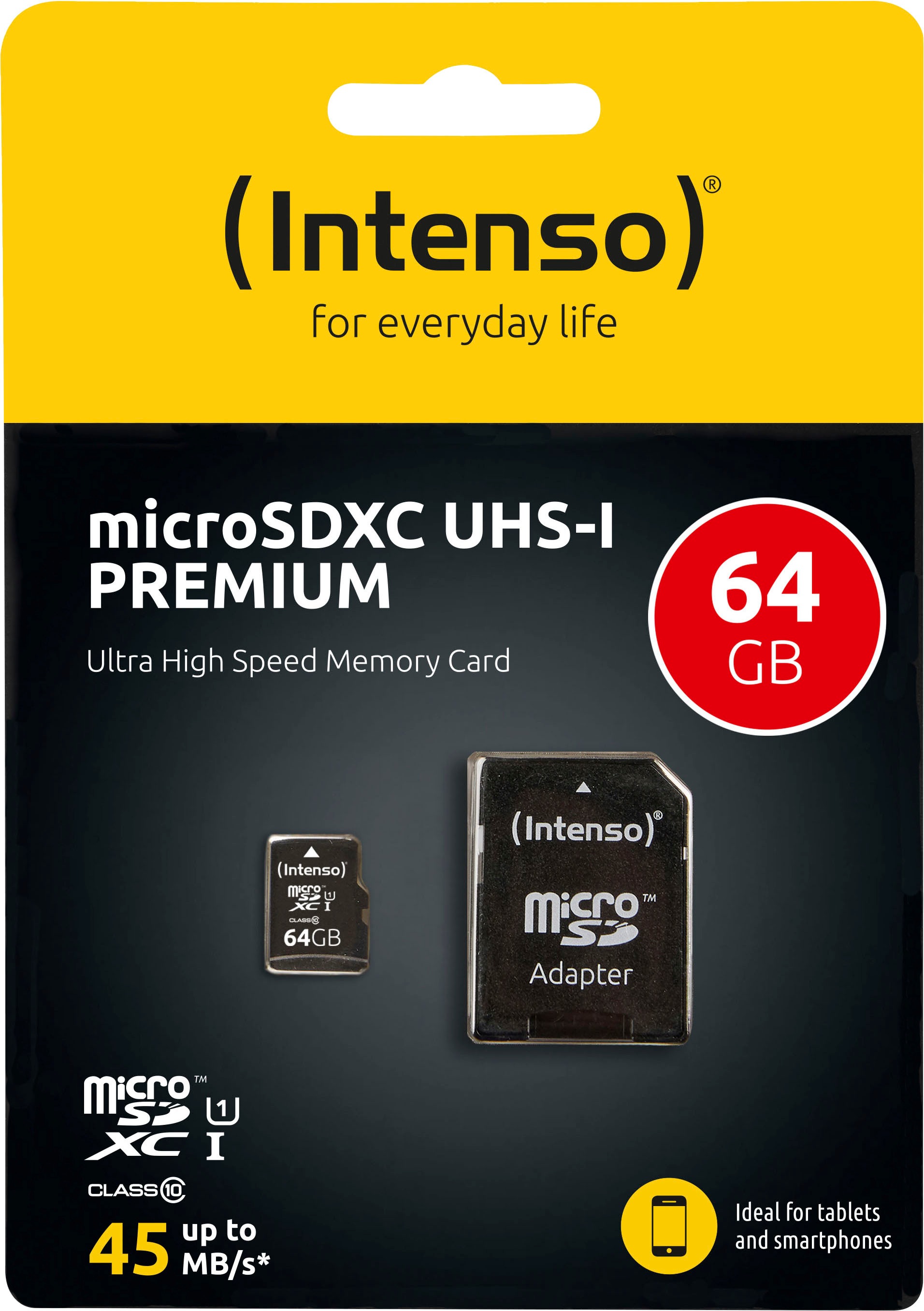 Intenso Speicherkarte »microSDHC UHS-I Premium + SD-Adapter«, (45 MB/s Lesegeschwindigkeit)