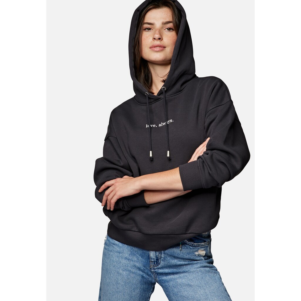 Damenmode Pullover Mavi Kapuzenpullover »LOVE ALWAYS SWEATSHIRT«, Kapuze mit Kordelzug schwarz Damenmode Pullover Mavi Kapuzenpullover »LOVE ALWAYS SWEATSHIRT«, Kapuze mit Kordelzug schwarz