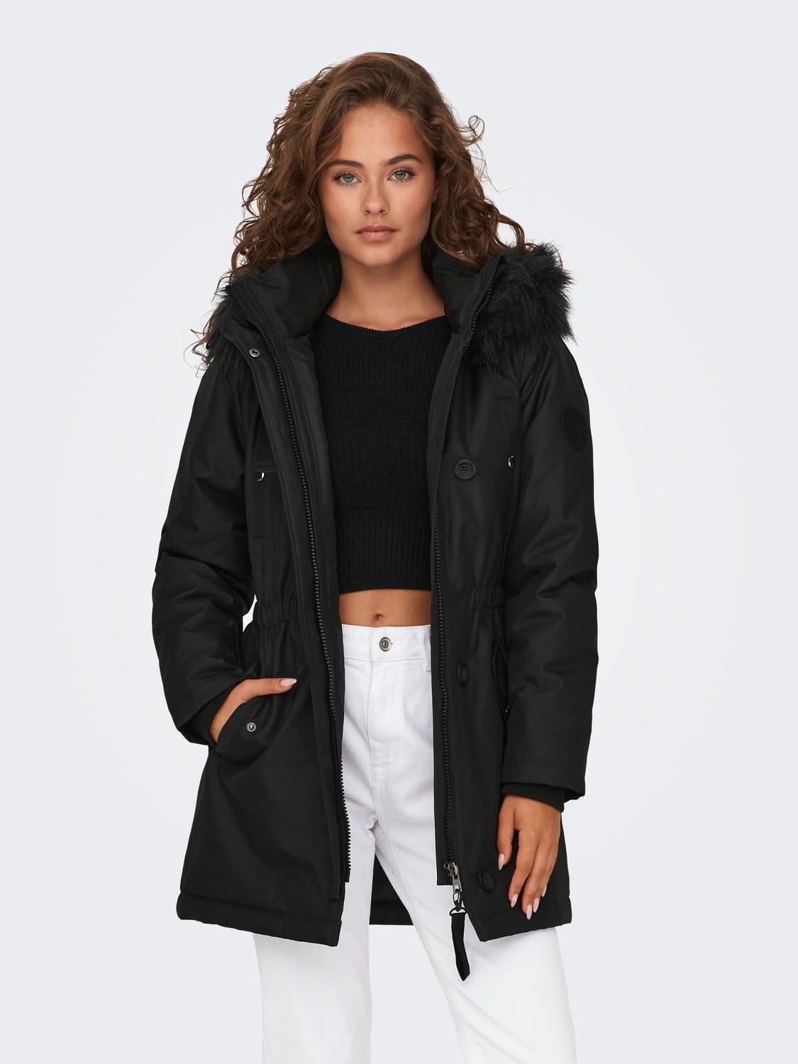 ONLY Parka »ONLIRIS FUR WINTER PARKA LIFE CC OTW«, mit Kapuze, mit verdeckter Knopfleiste