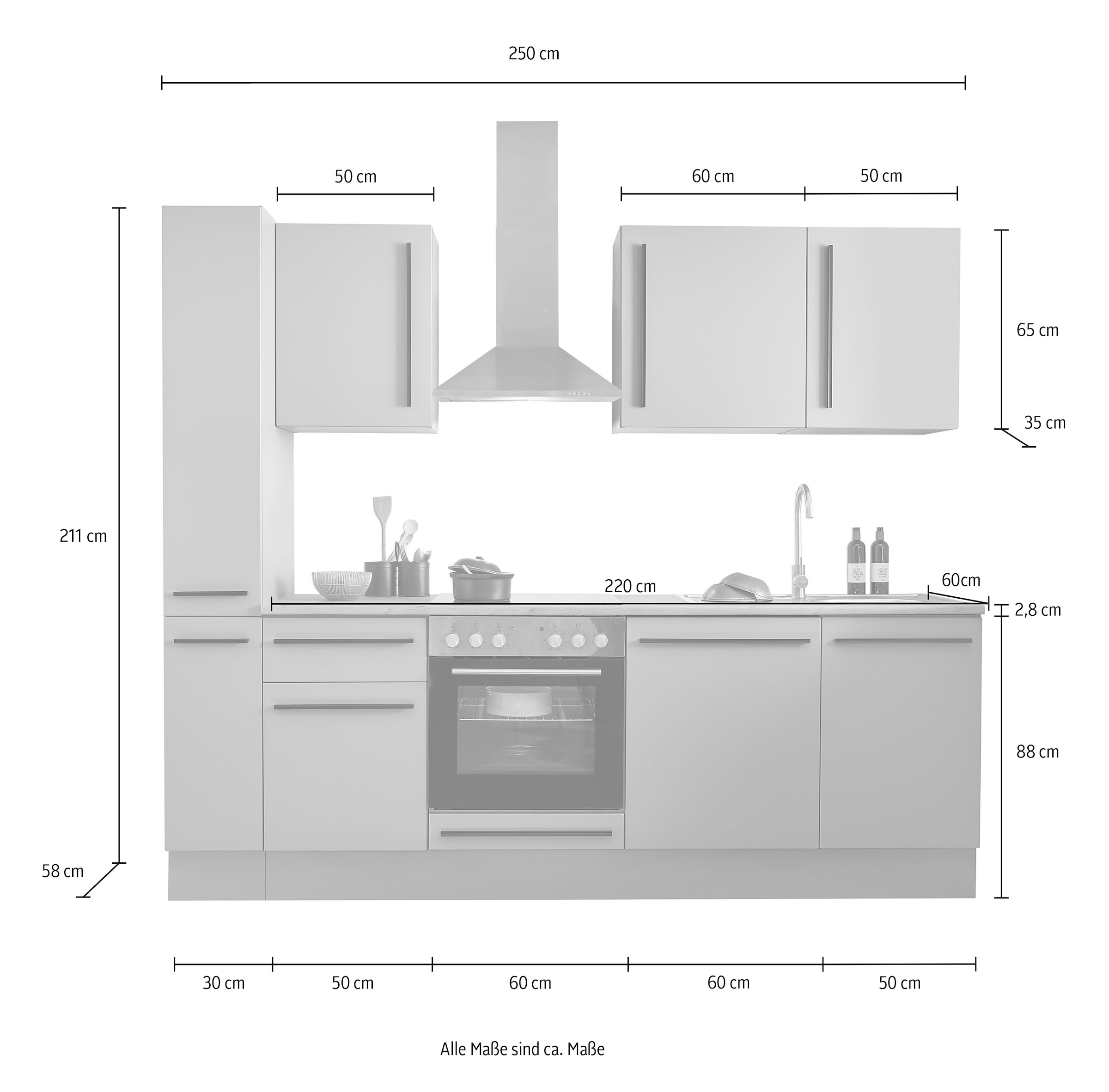 BASIC by Balculina Winkelküche »Denver, Küche BxHxT 250 x 211 x 60«, Breite 250 cm, wahlweise mit E-Geräten und Induktion