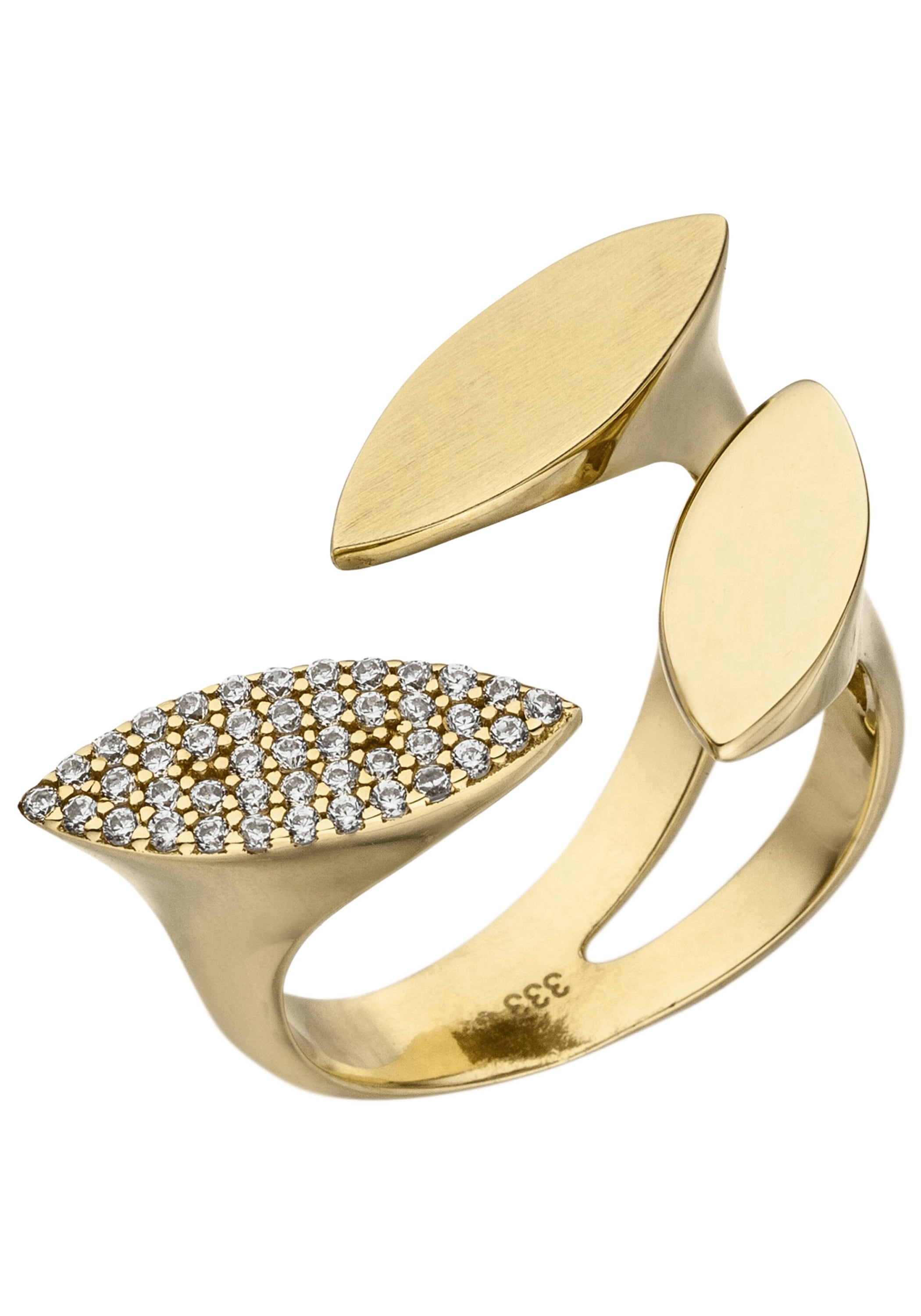 JOBO Goldring »Offener Ring Damenring Statement« 333 Gold mit 40 Zirkonia